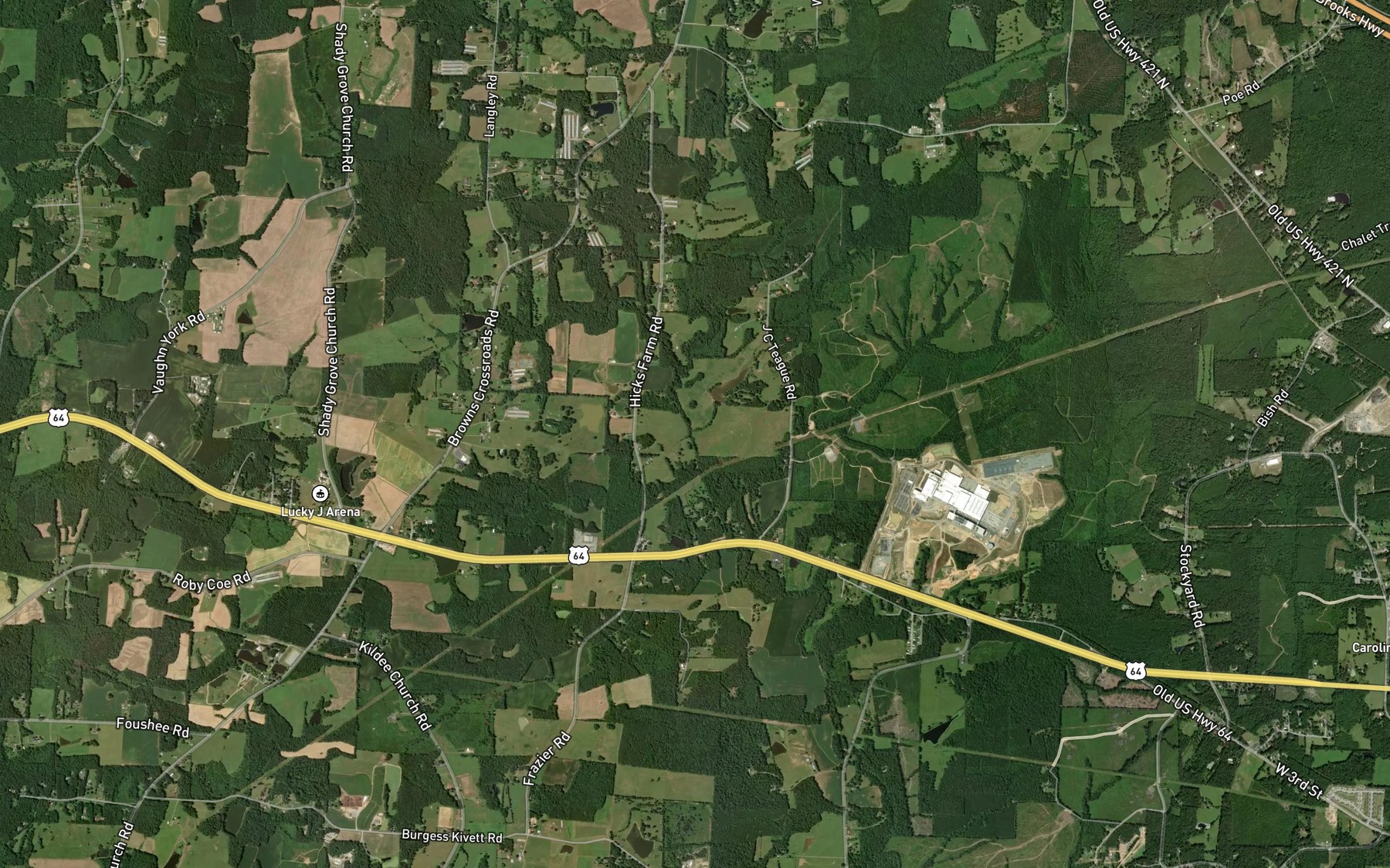 Satellite map of the Reedy Fork