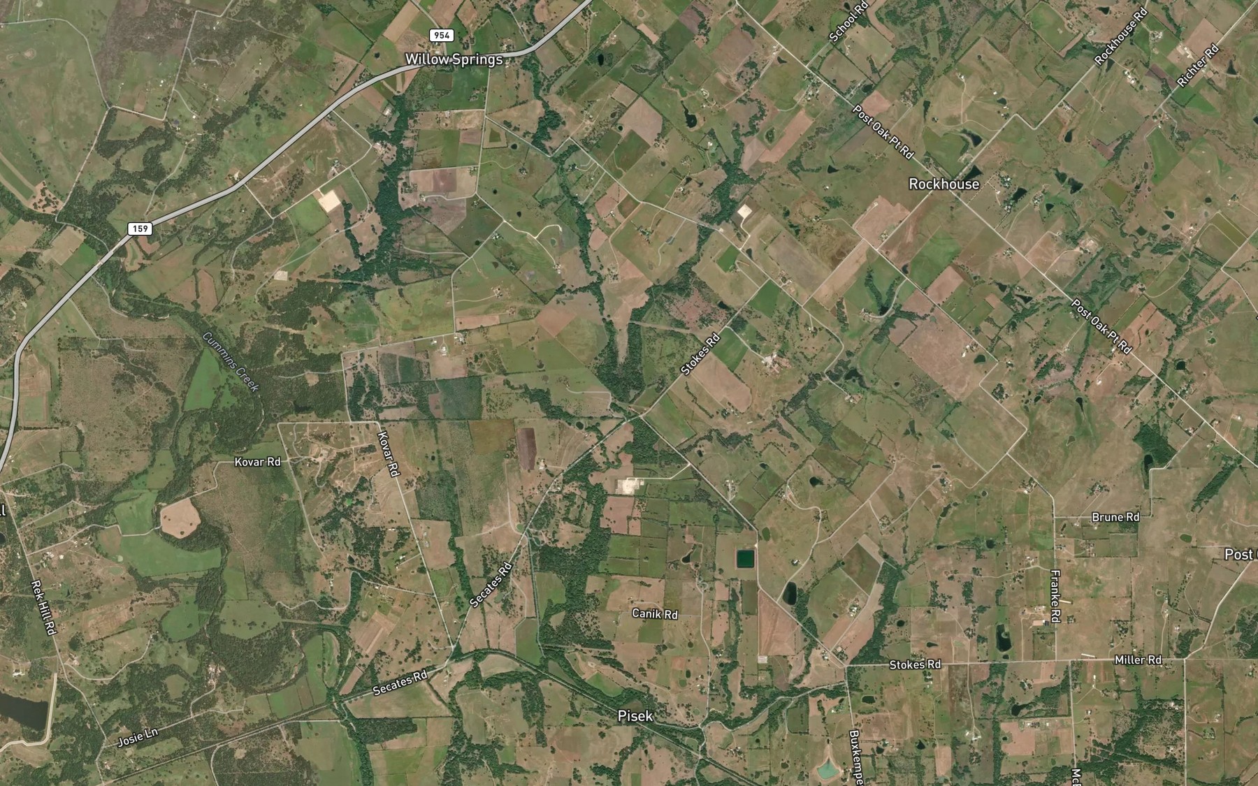 Satellite map of the Willow Branch
