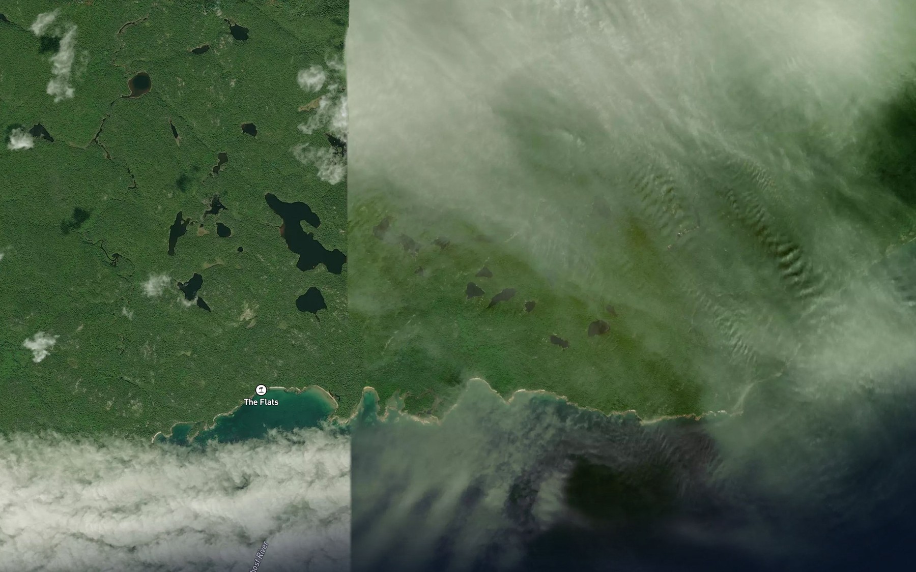 Satellite map of the Little Ghost River