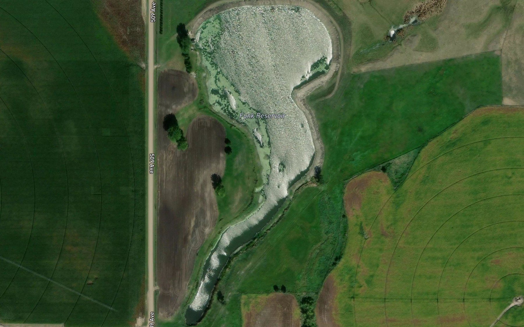 Satellite map of the Funk Reservoir