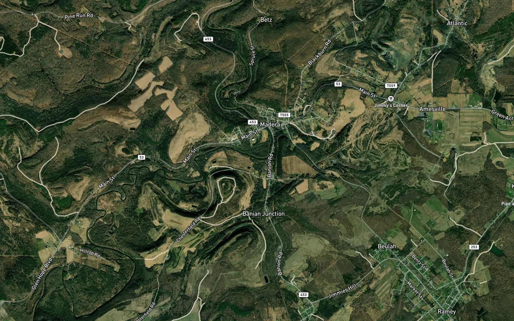 Satellite map of the Muddy Run