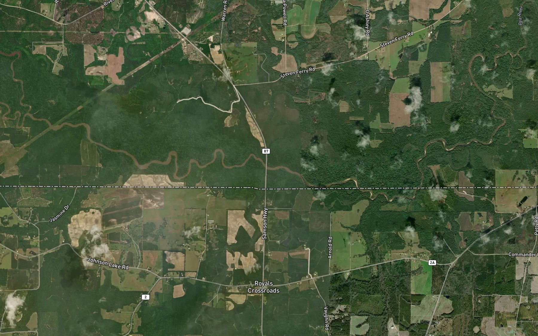 Satellite map of the Camp Creek