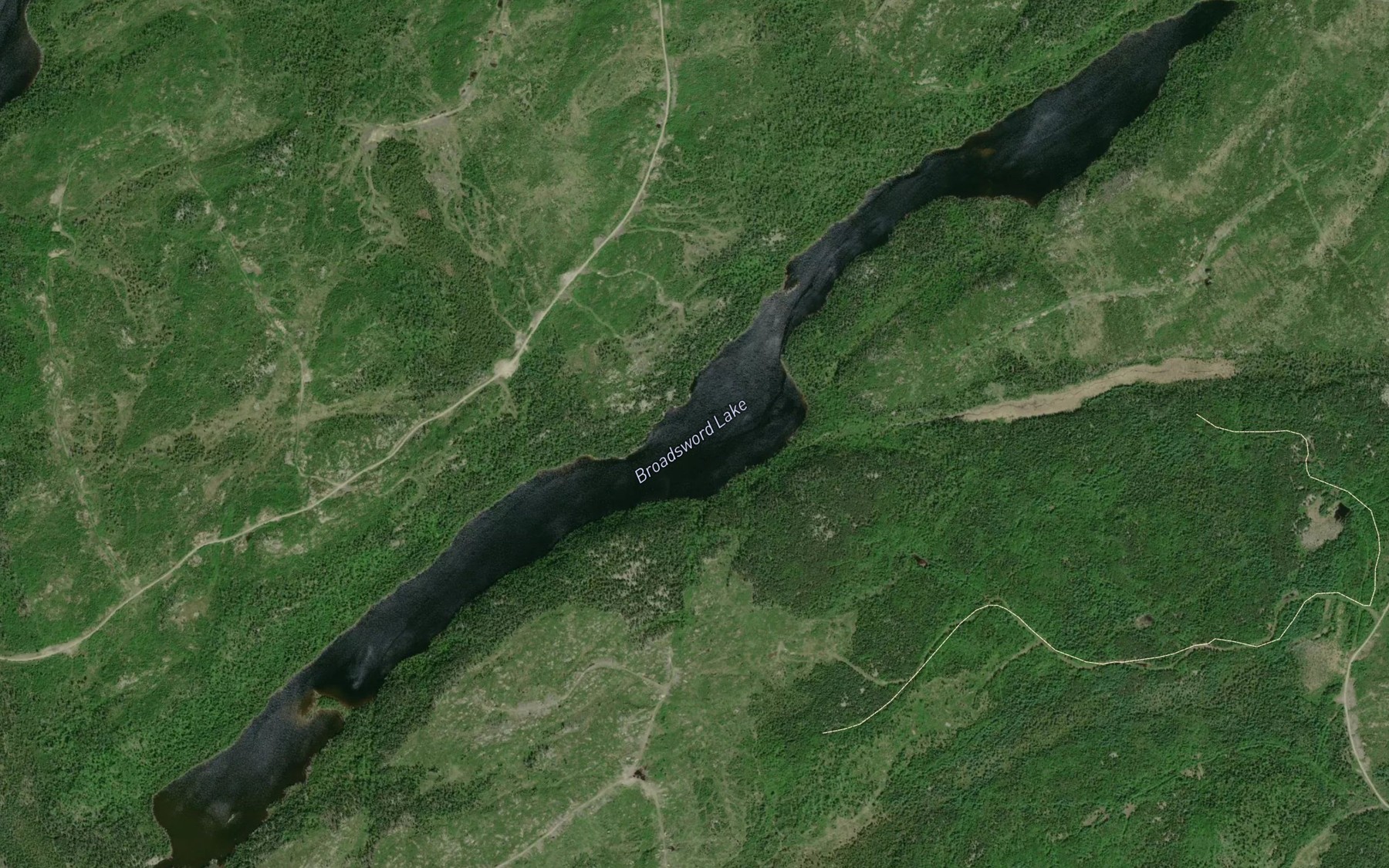 Satellite map of the Broadsword Lake