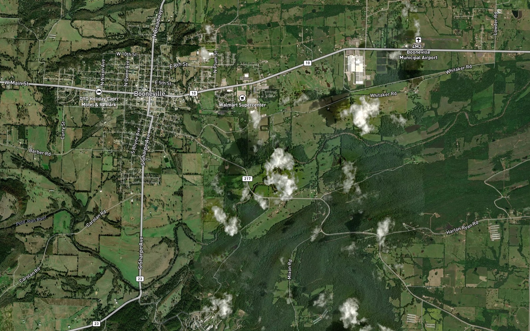 Satellite map of the Booneville Creek