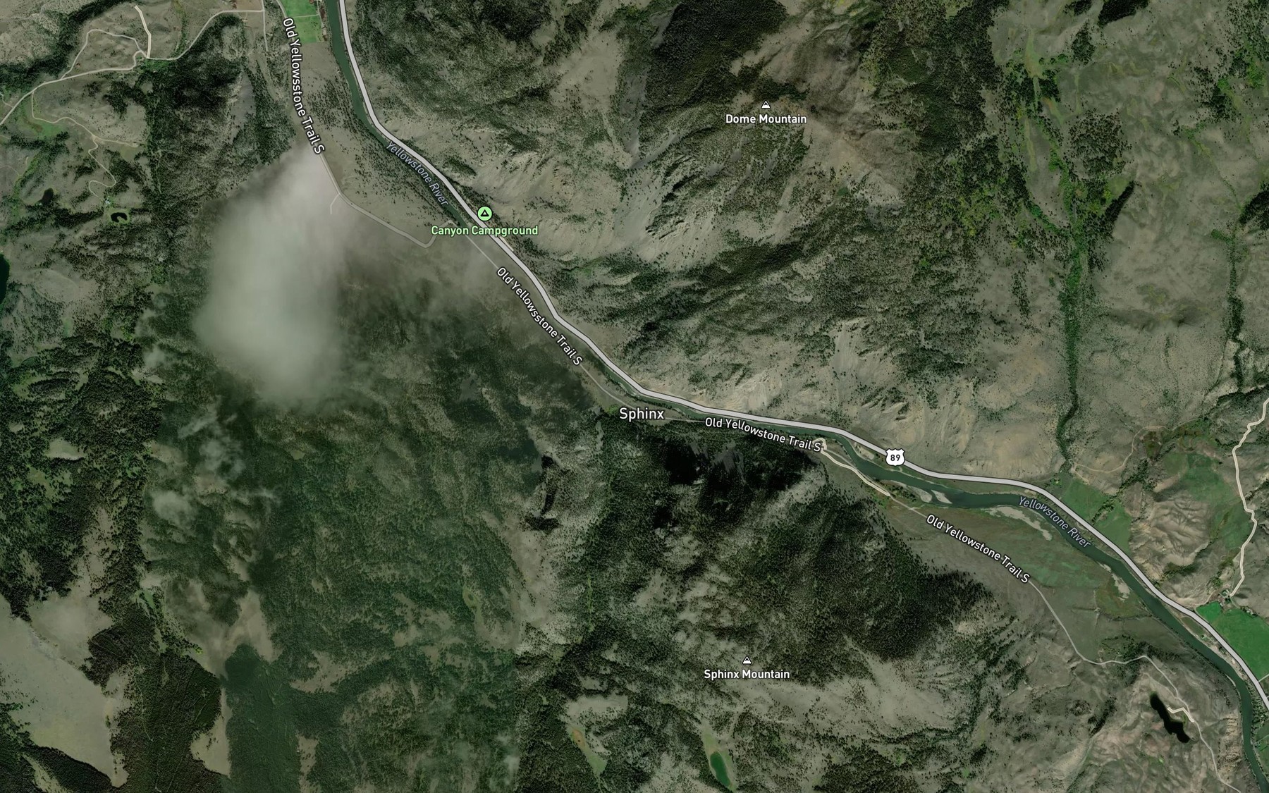 Satellite map of the Sphinx Creek