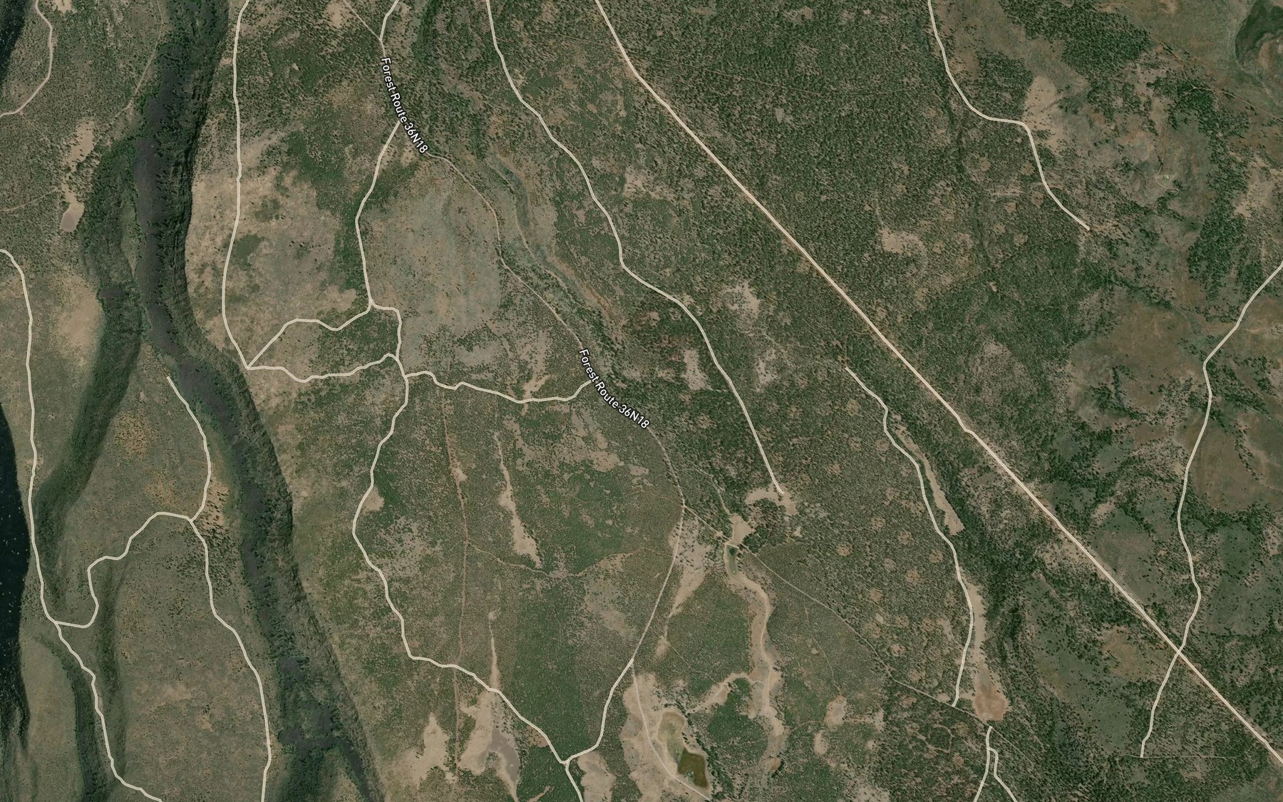 Satellite map of the Alcohol Jacks Reservoir