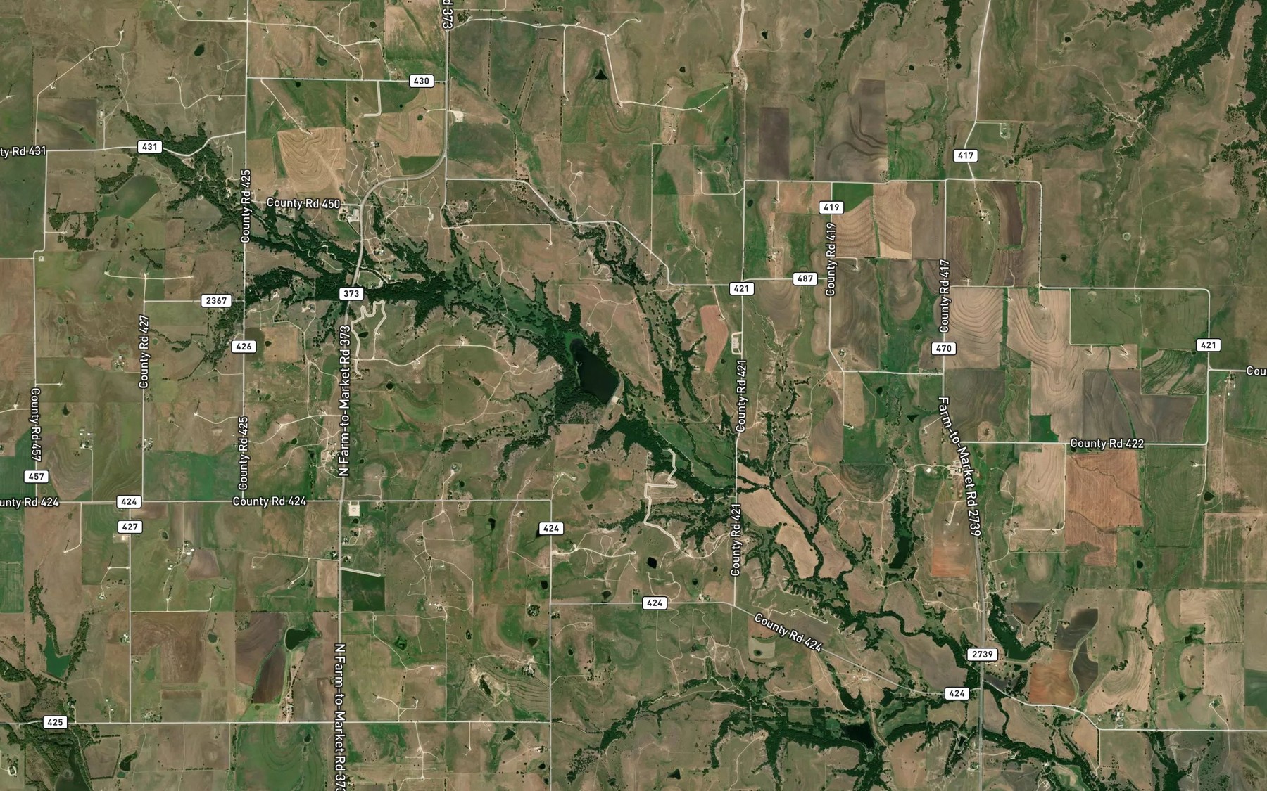 Satellite map of the Soil Conservation Service Site 7a Reservoir