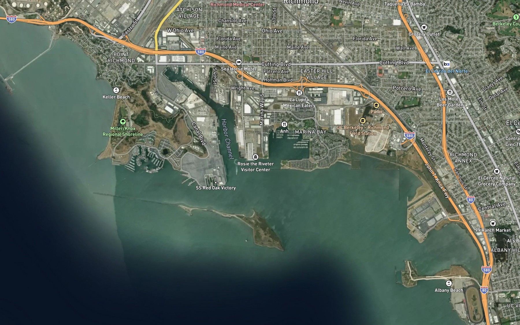 Satellite map of the Ford Channel