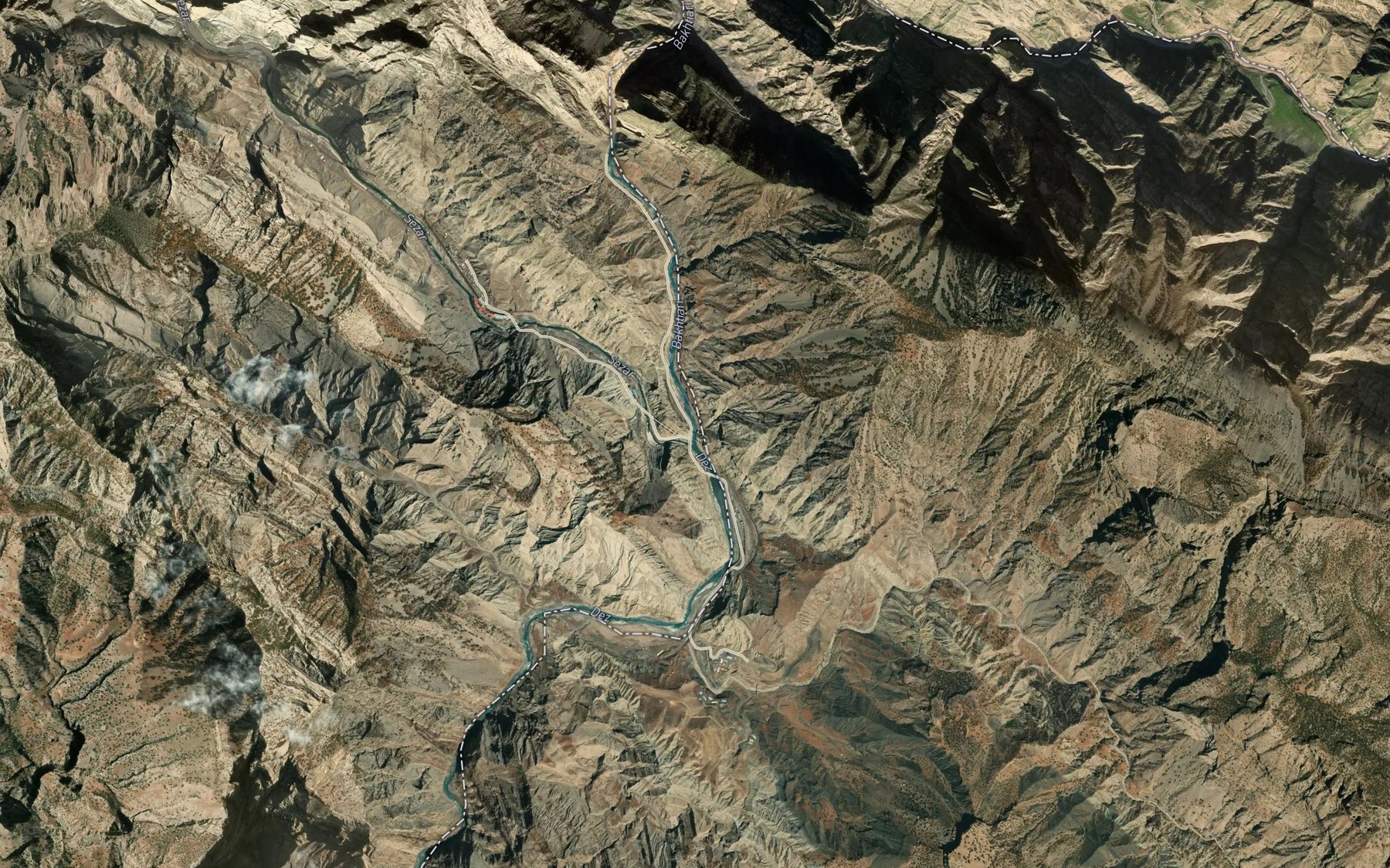 Satellite map of the Rudkhaneh-ye Ab-e Zalek