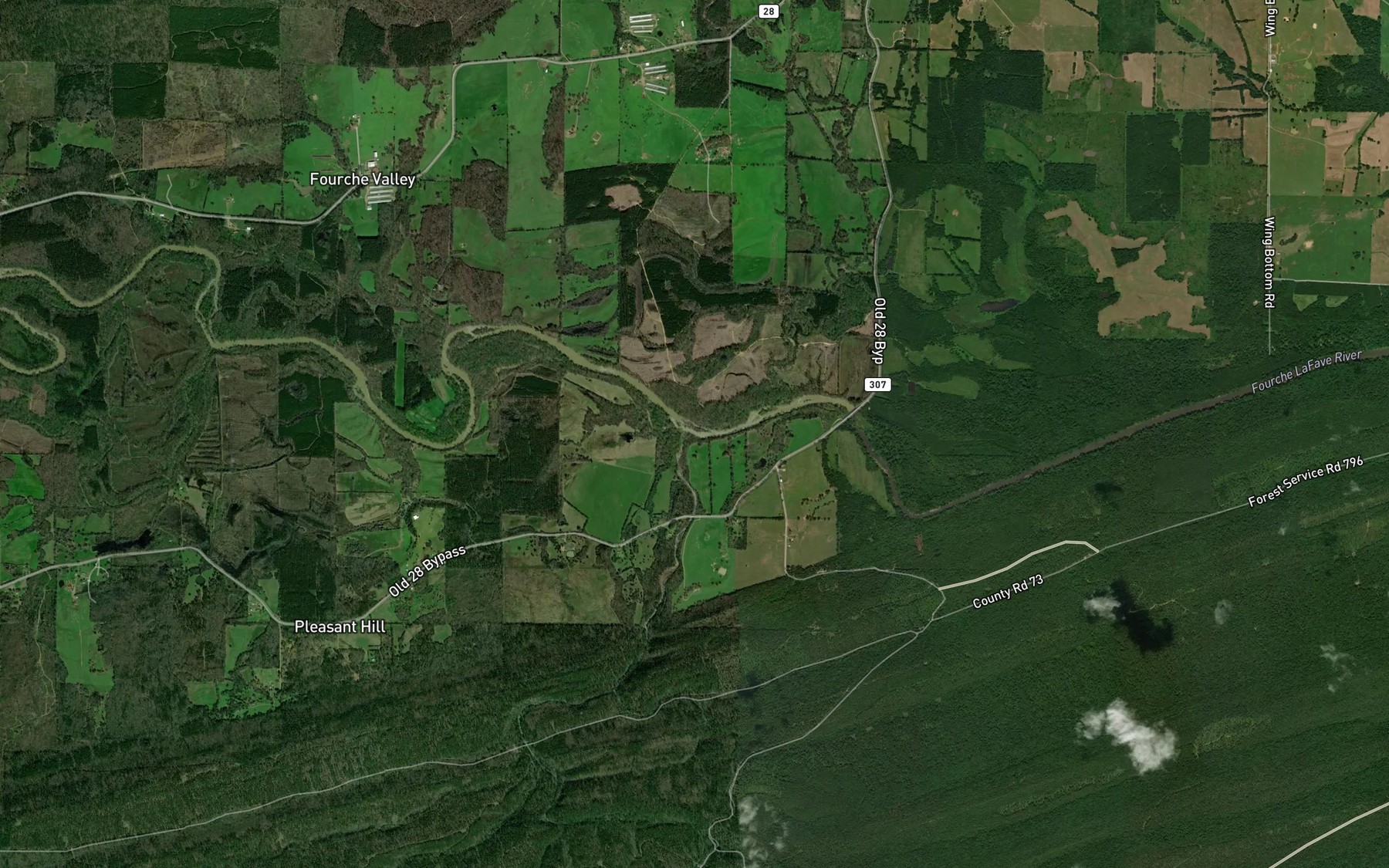 Satellite map of the Bear Creek