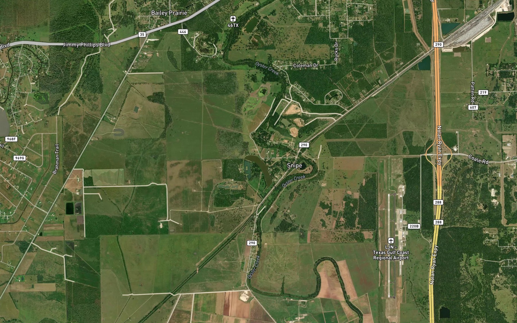 Satellite map of the Ward Lake