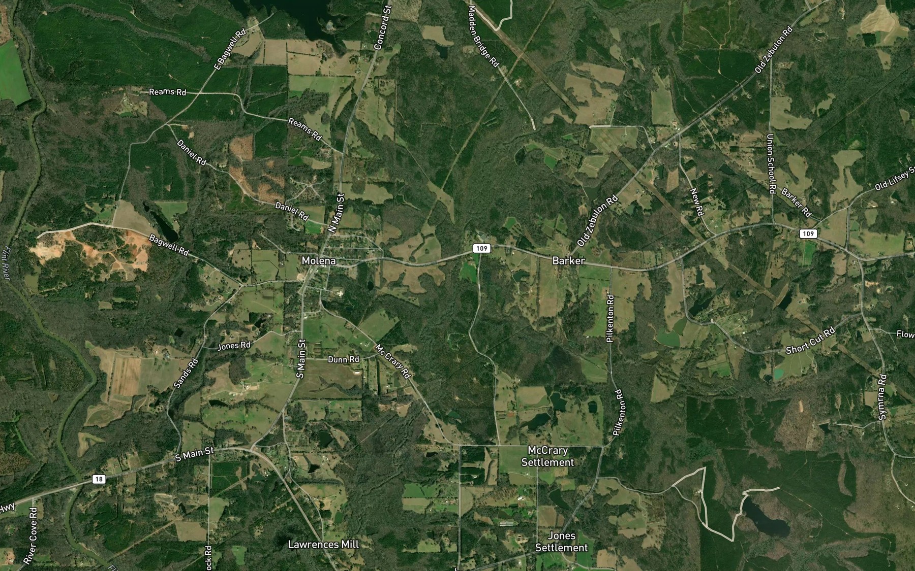 Satellite map of the Mountain Creek