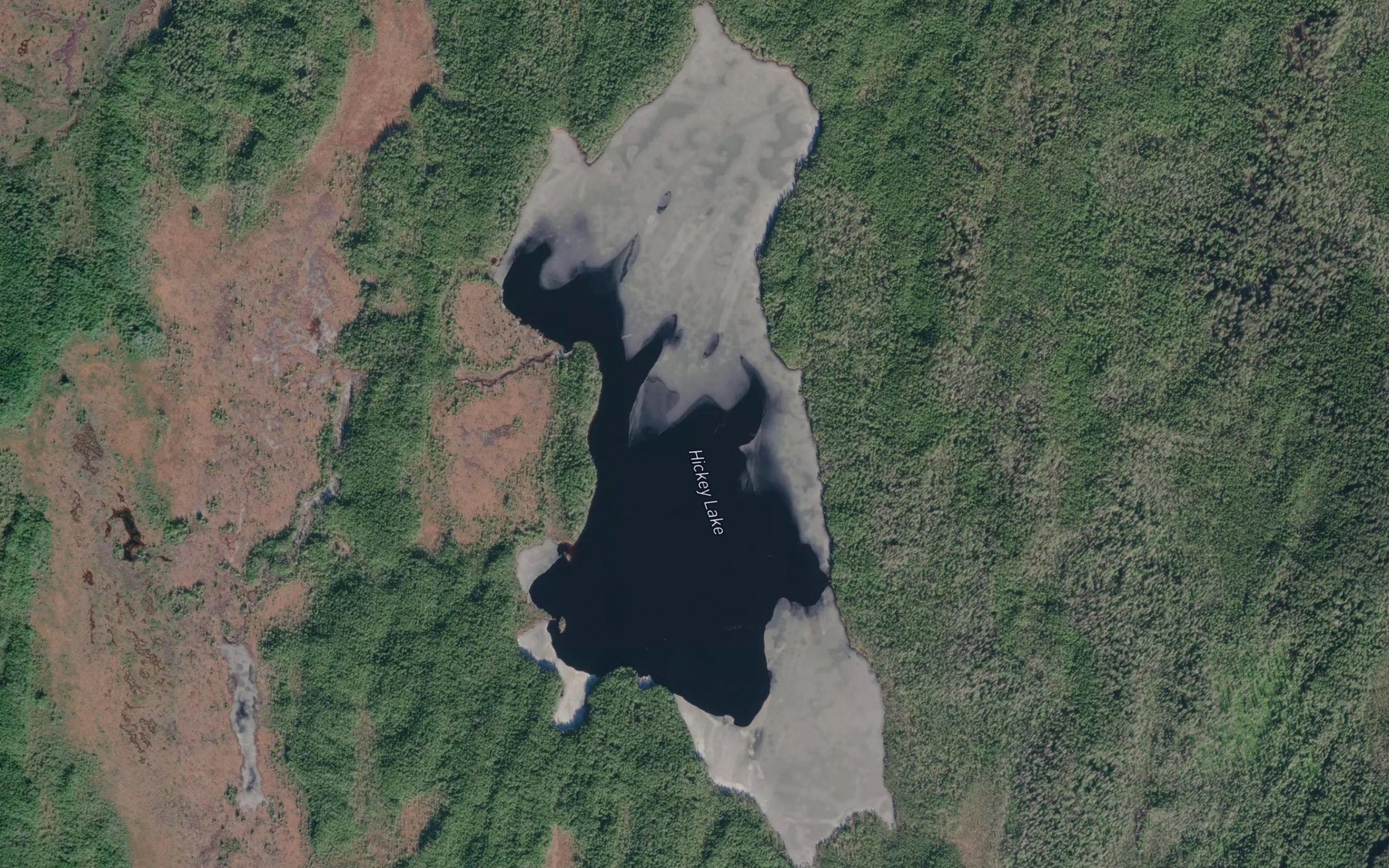 Satellite map of the Hickey Lake