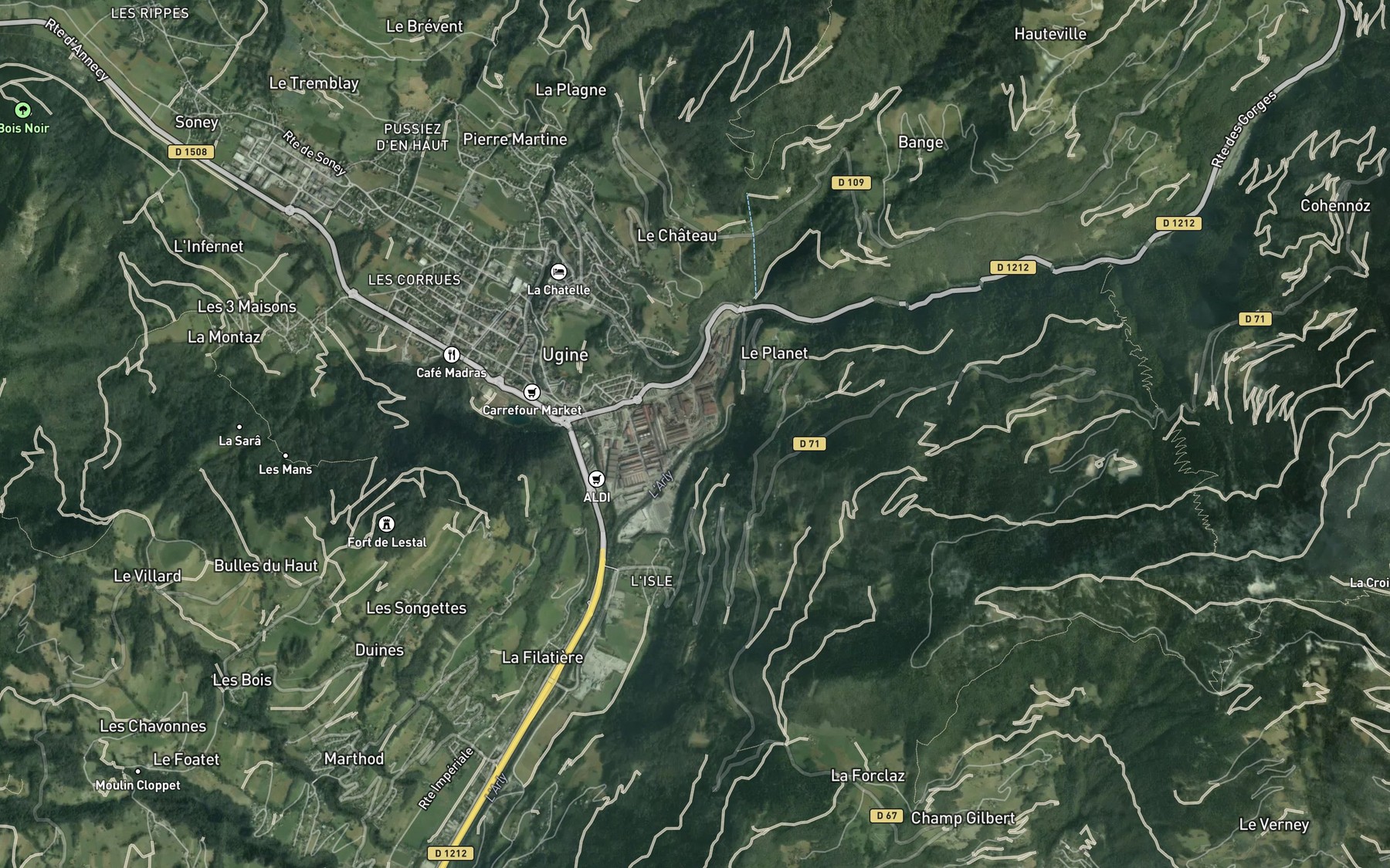 Satellite map of the Arly