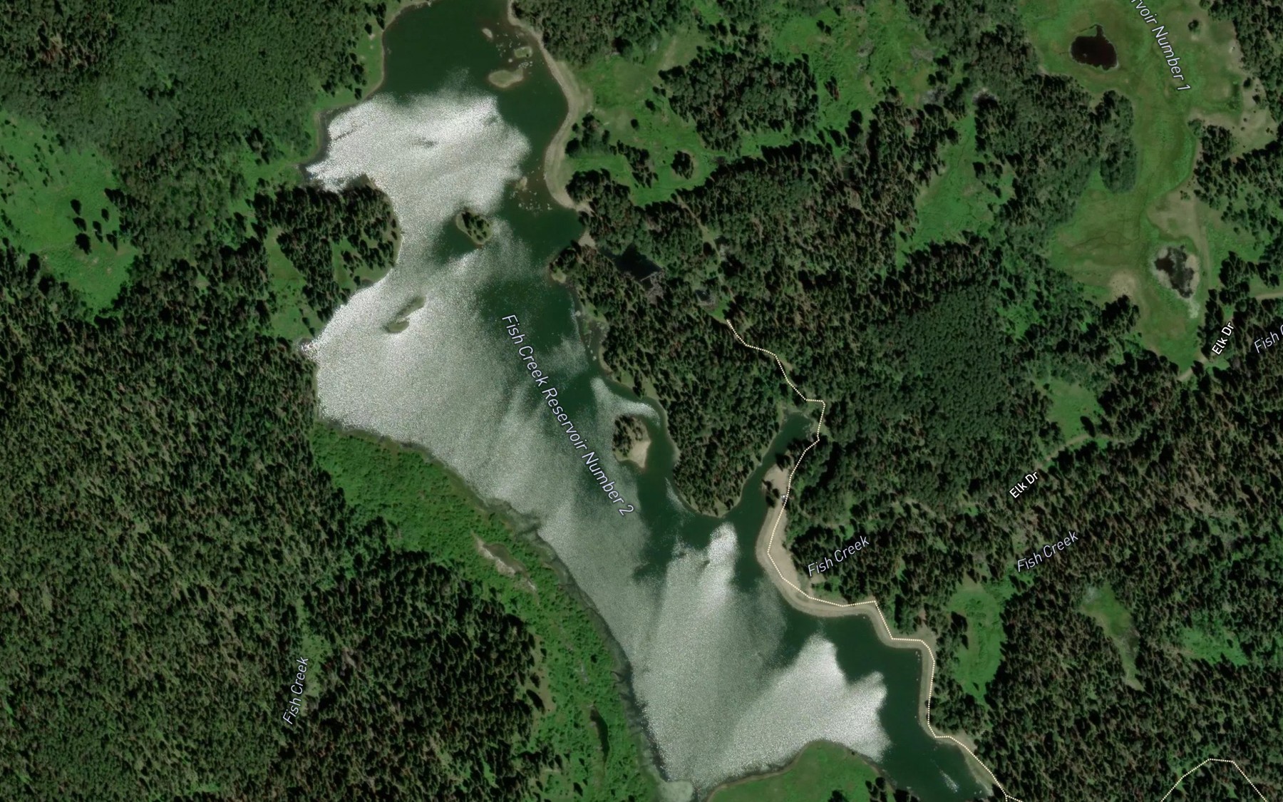 Satellite map of the Fish Creek Reservoir Number 2