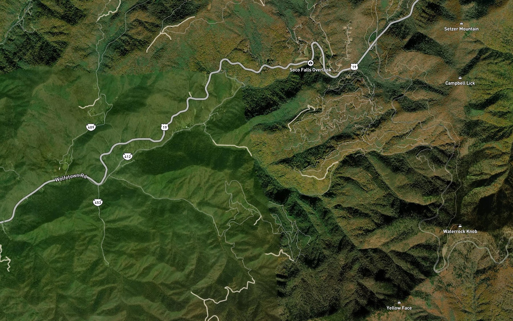 Satellite map of the Rough Branch