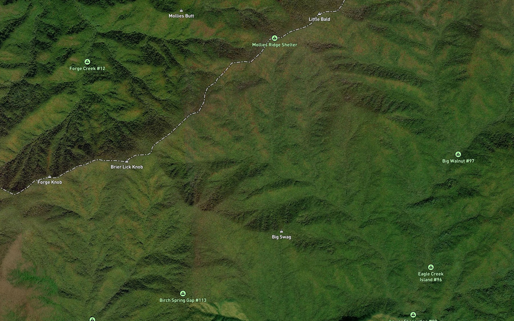 Satellite map of the Little Tommy Branch