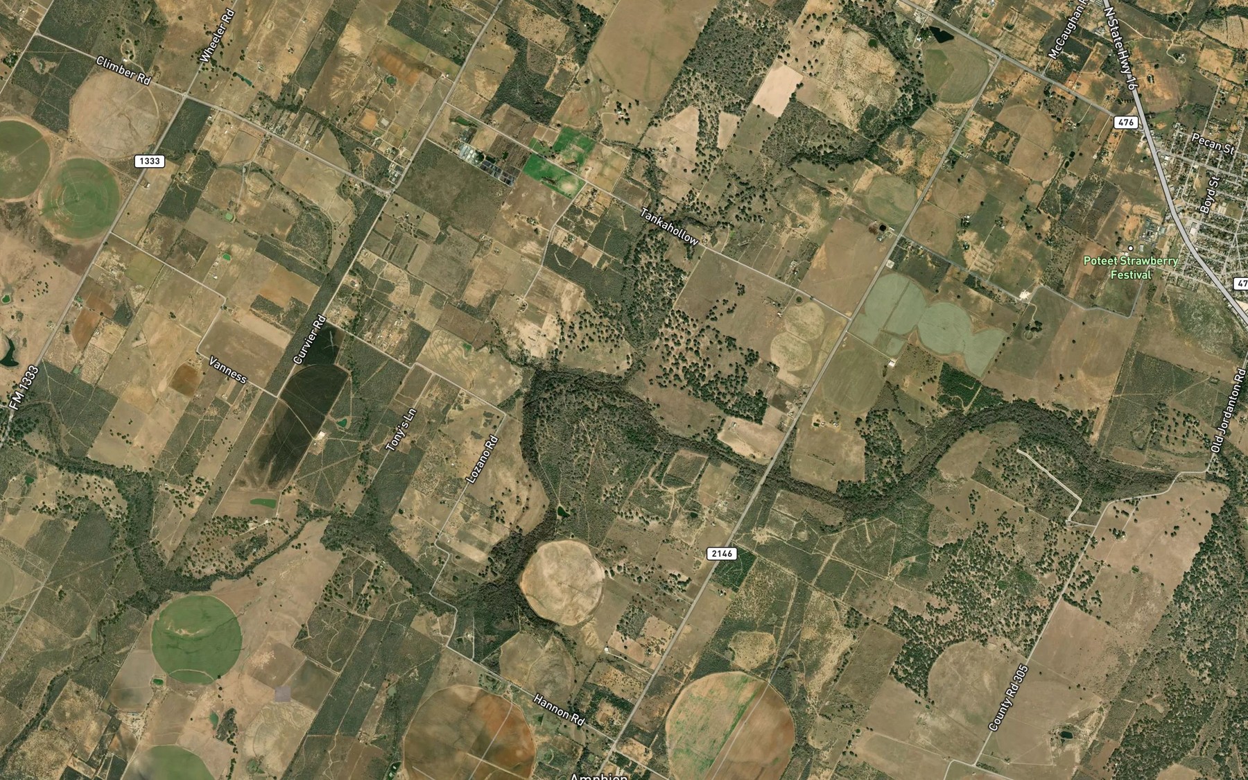 Satellite map of the Palo Alto Creek