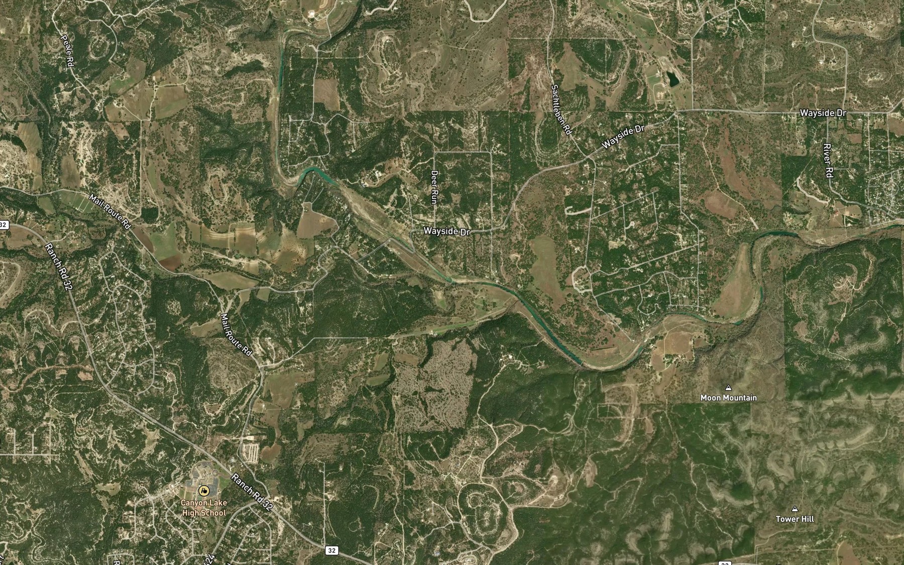 Satellite map of the Carpers Creek