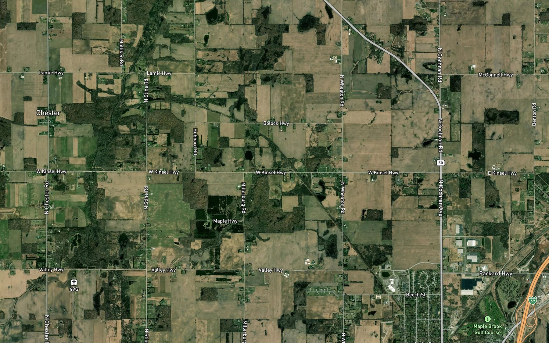 Satellite map of the Densmore Perkins Fish Creek Drain