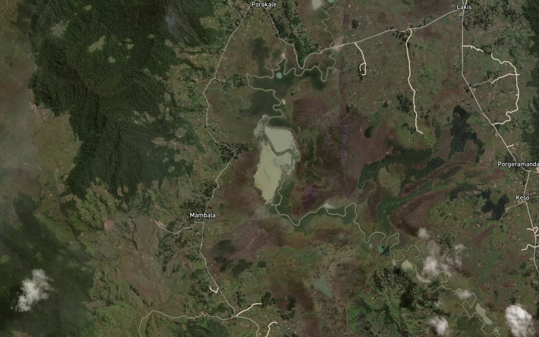 Satellite map of the Kwia Kia Ponds