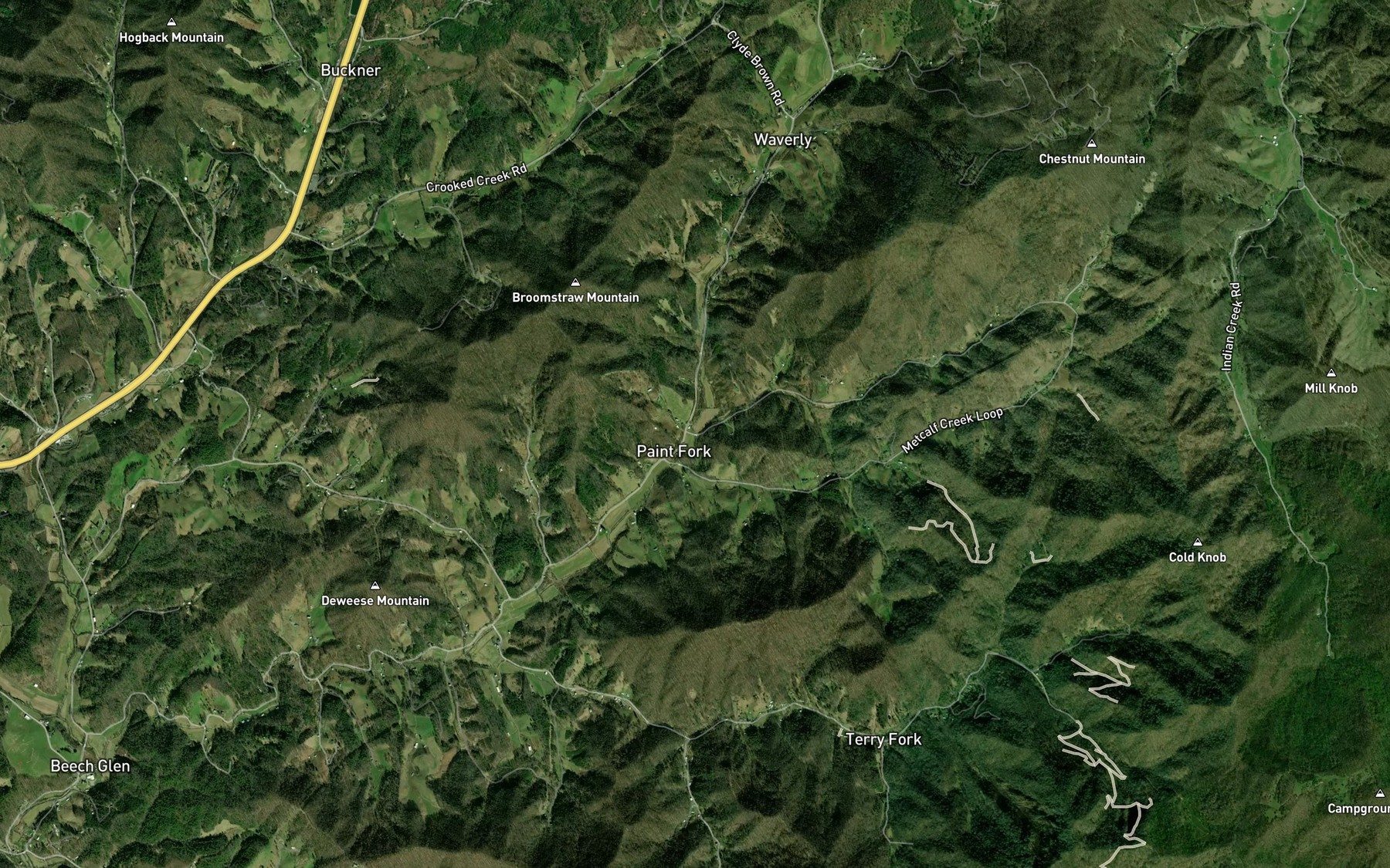Satellite map of the Tilden Metcalf Creek