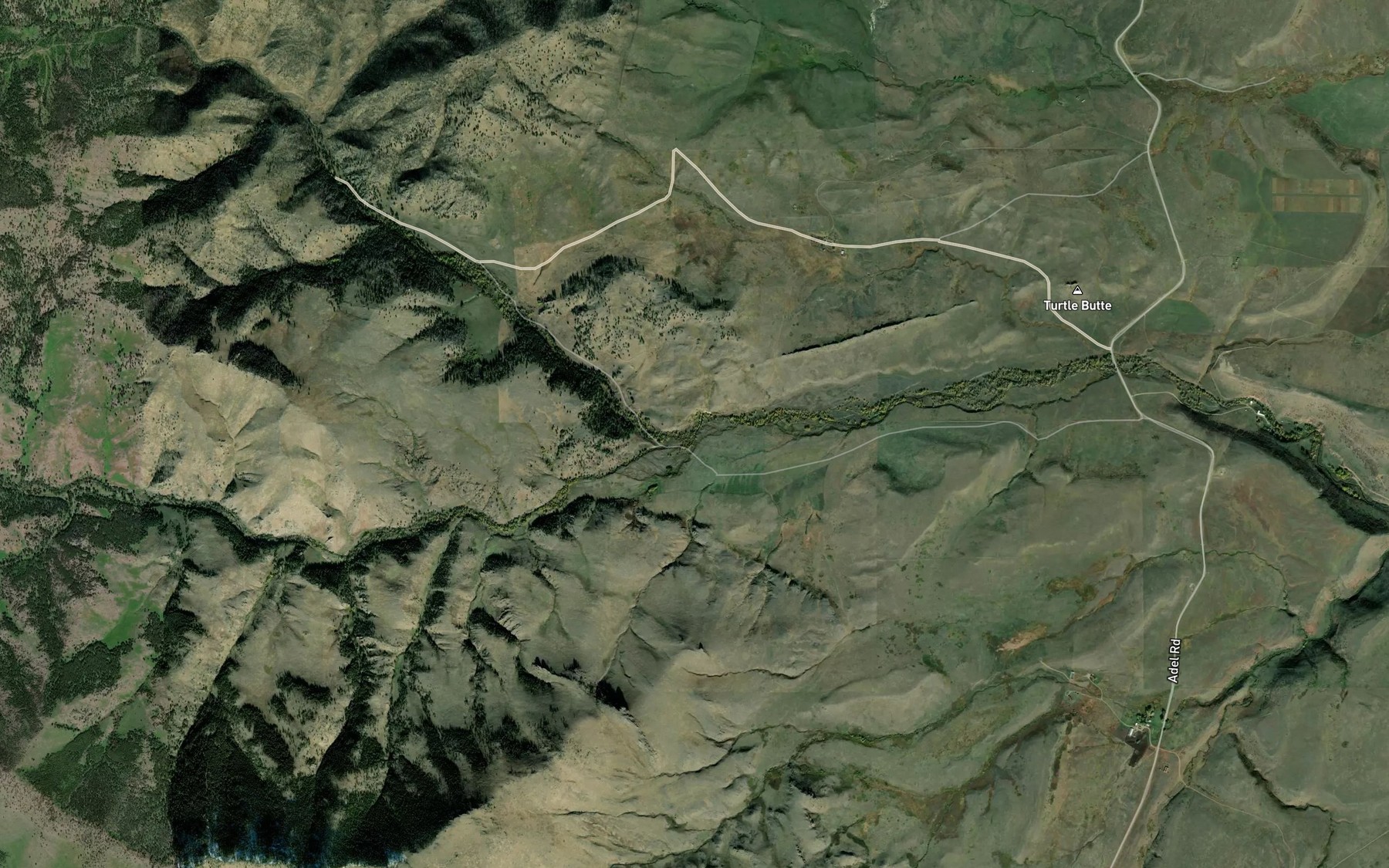 Satellite map of the Too-nah-hin Creek