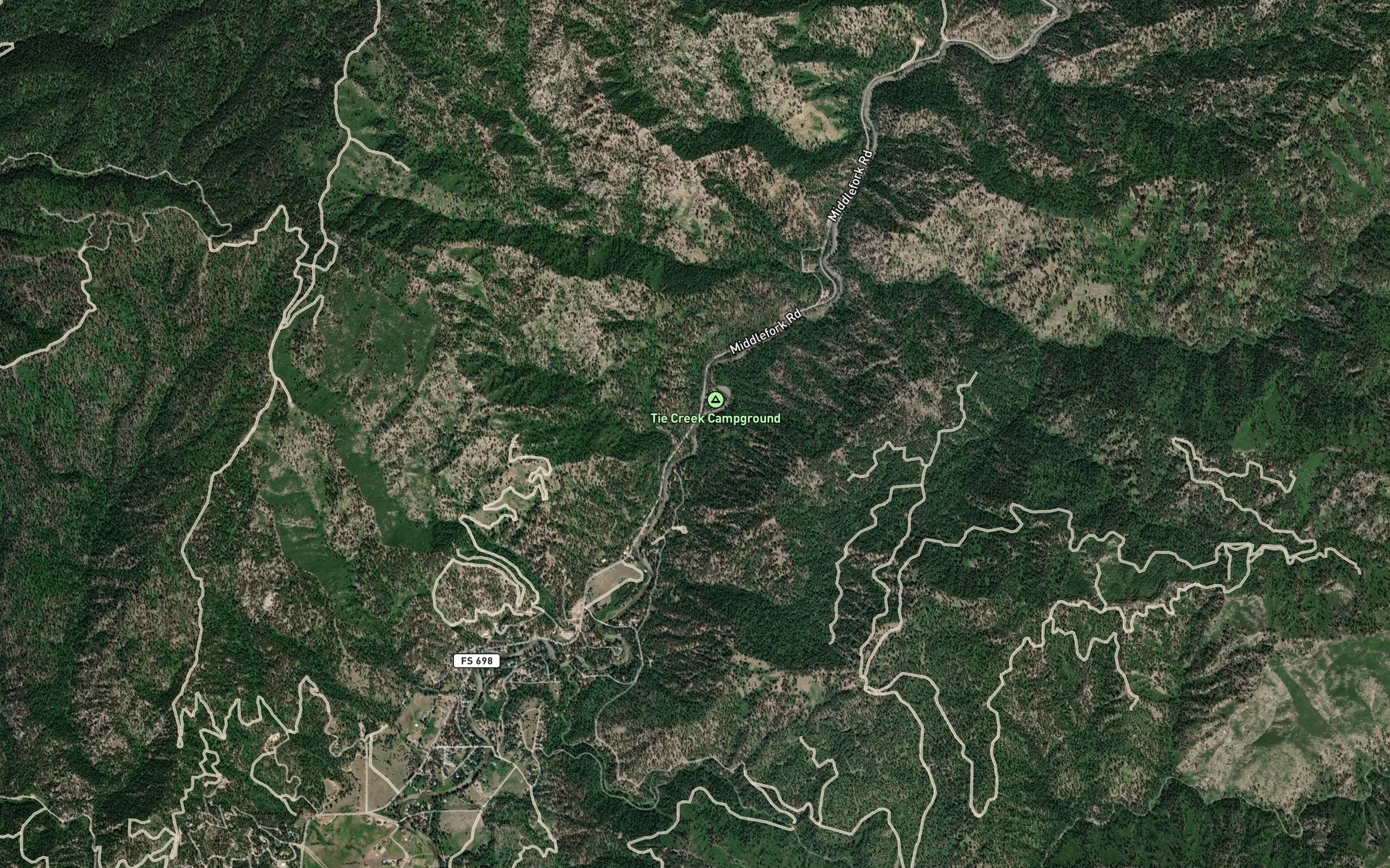 Satellite map of the Skid Road Creek