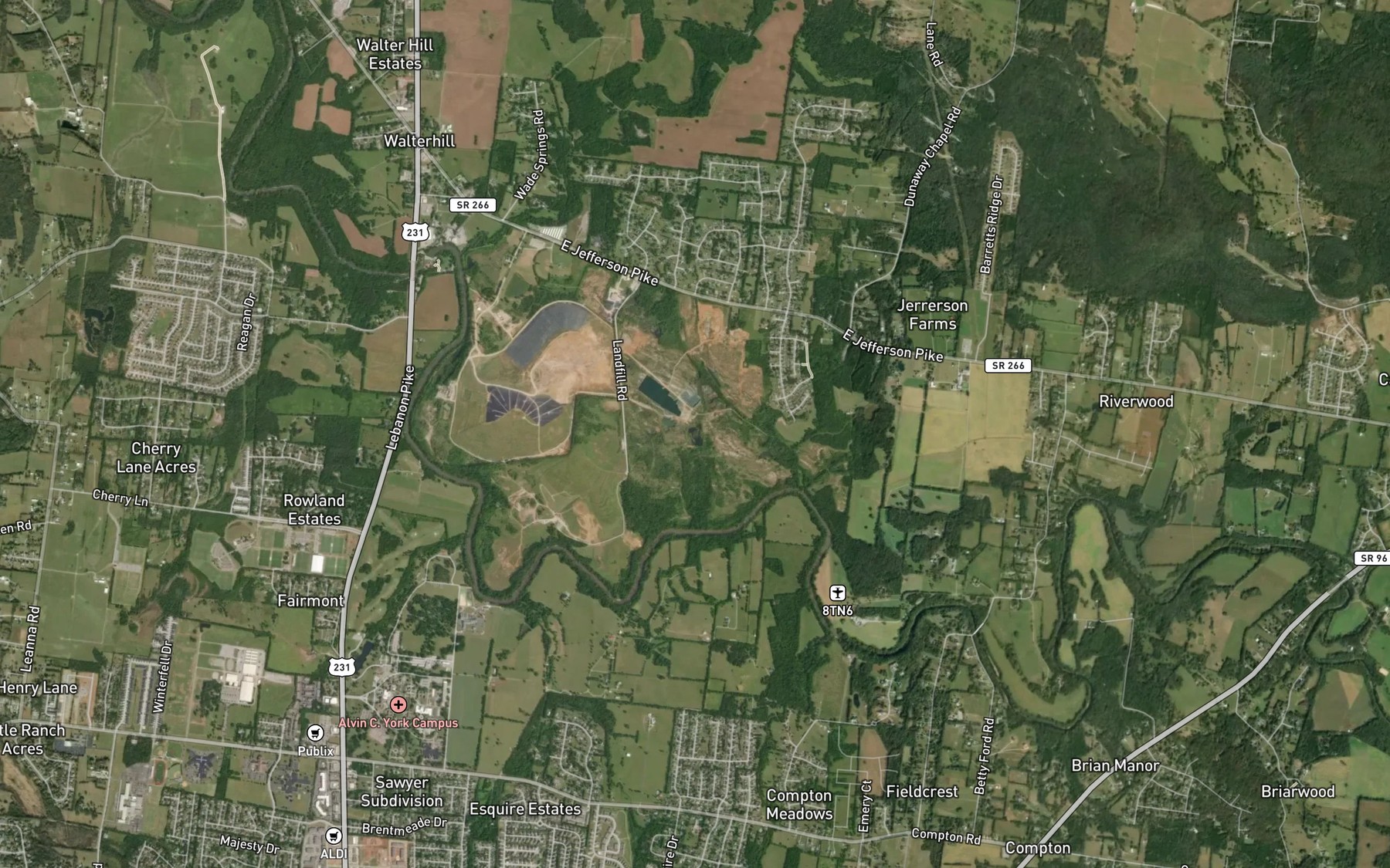 Satellite map of the Mathews Lake