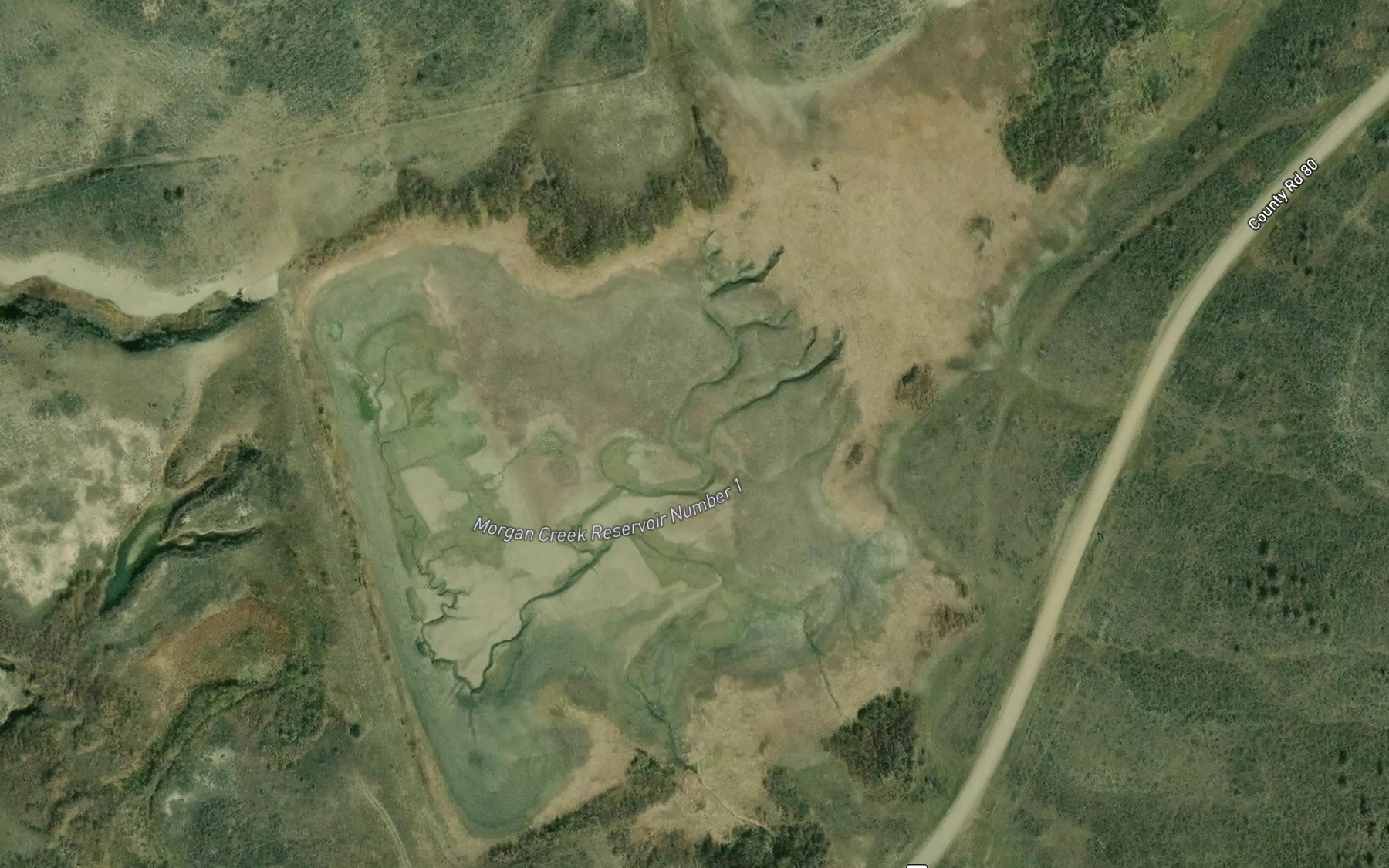 Satellite map of the Morgan Creek Reservoir Number 1