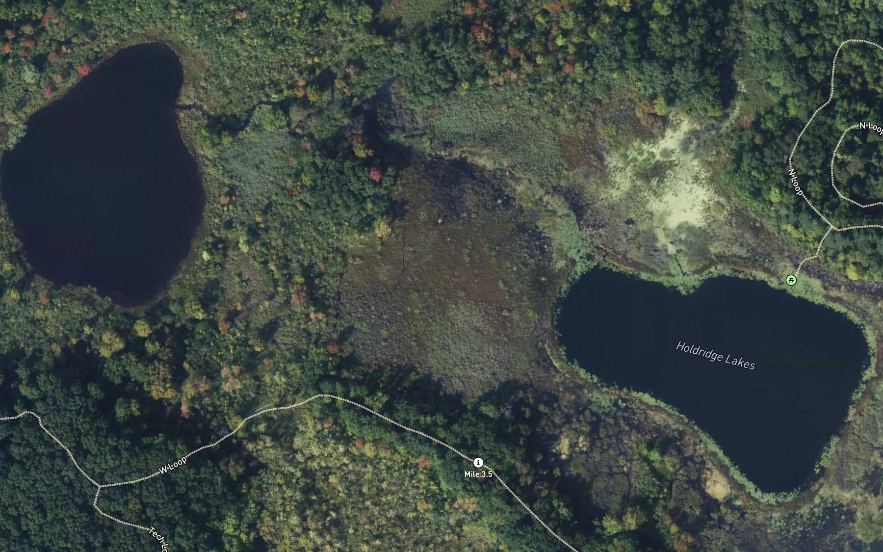 Satellite map of the Holdridge Lakes