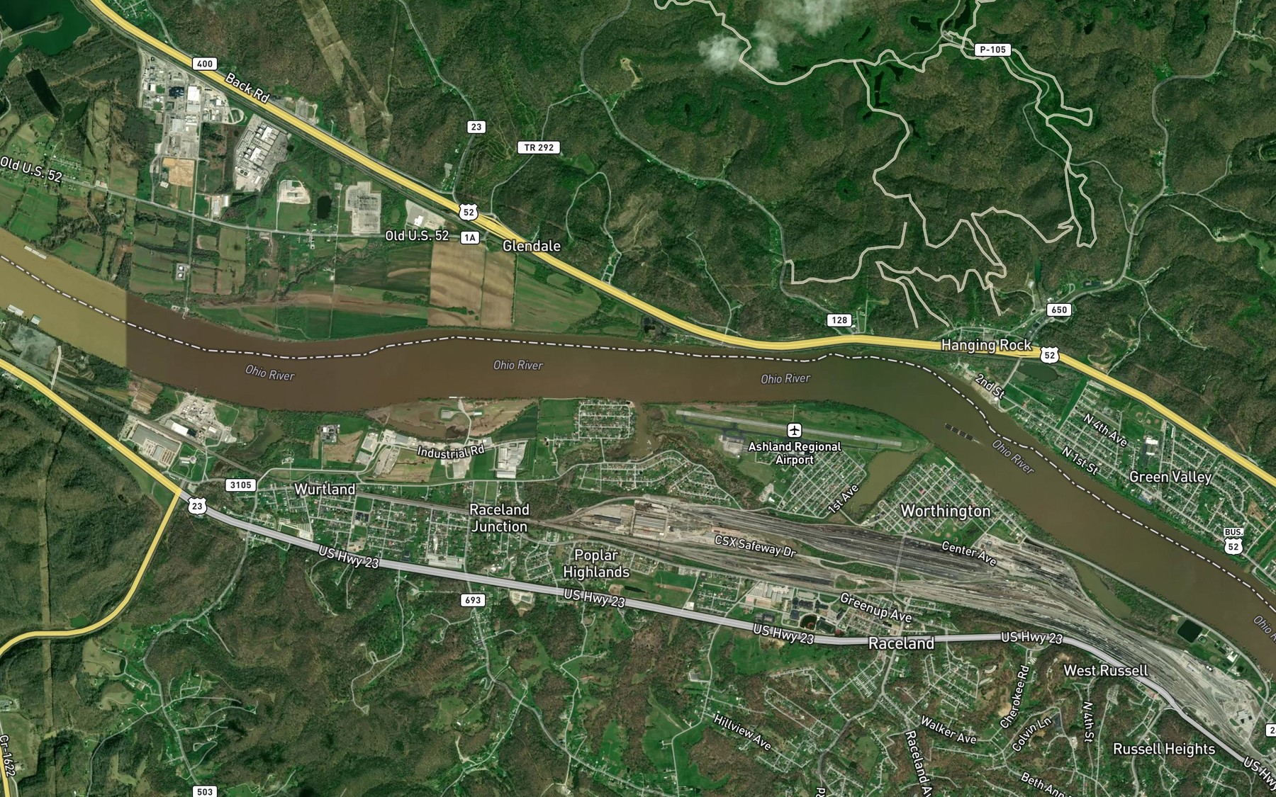 Satellite map of the Pond Run