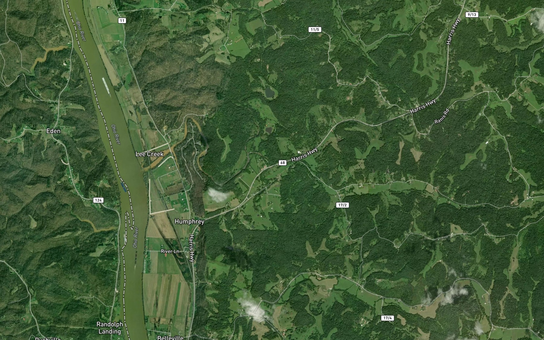 Satellite map of the Middle Fork Lee Creek