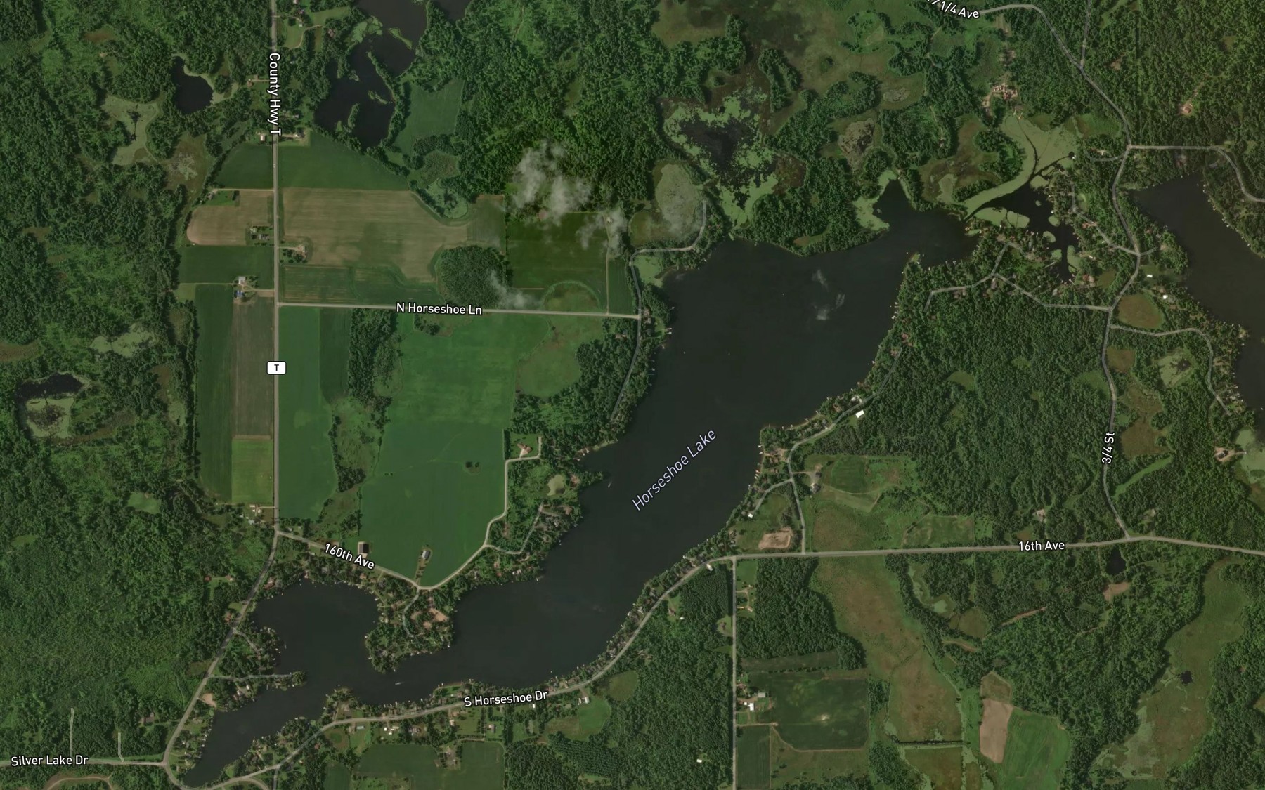 Satellite map of the Horseshoe Lake