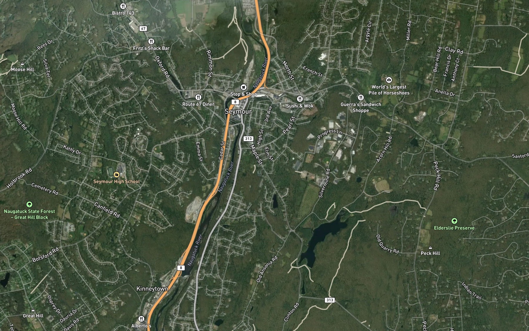 Satellite map of the Steel Brook