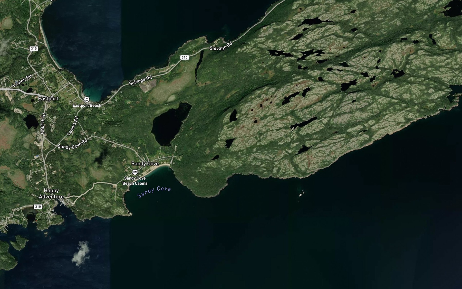 Satellite map of the Water Pond