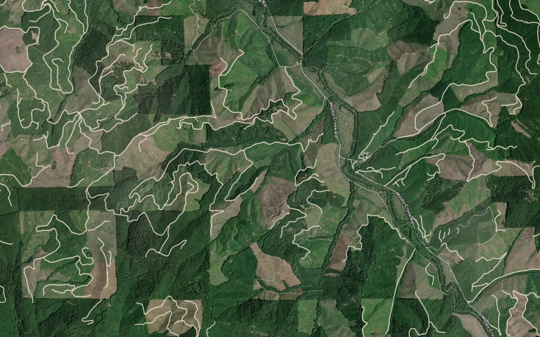 Satellite map of the South Fork Stell Creek