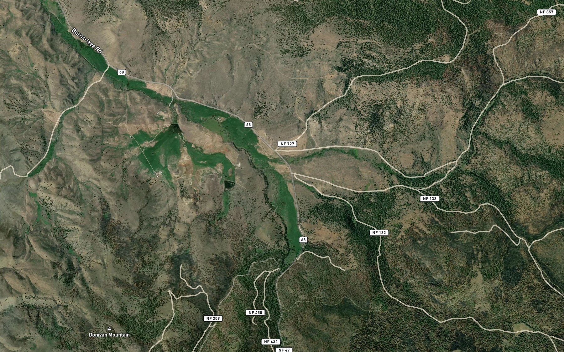 Satellite map of the Alsup Creek