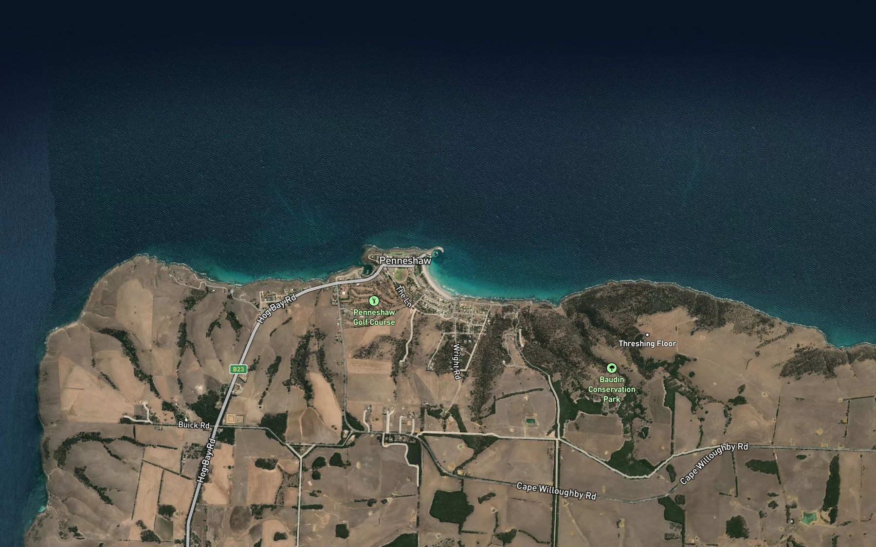 Satellite map of the Hog Bay