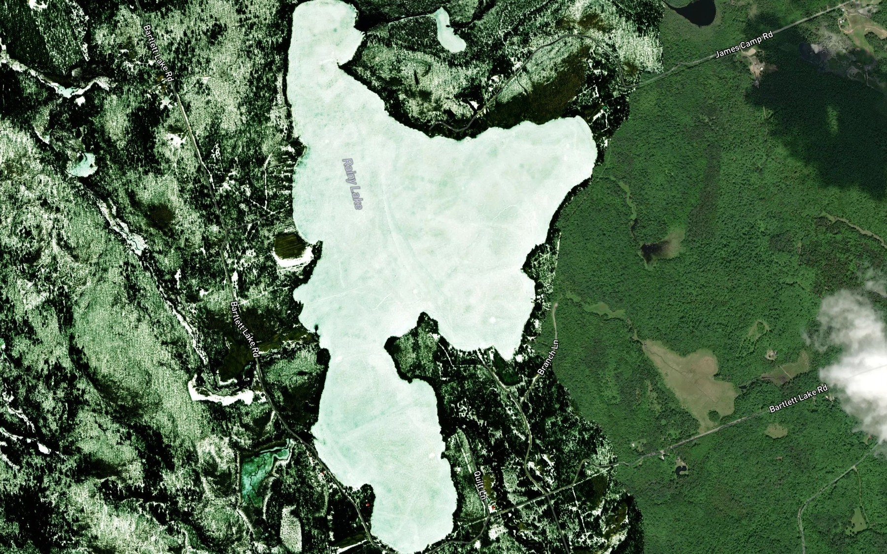 Satellite map of the Rainy Lake