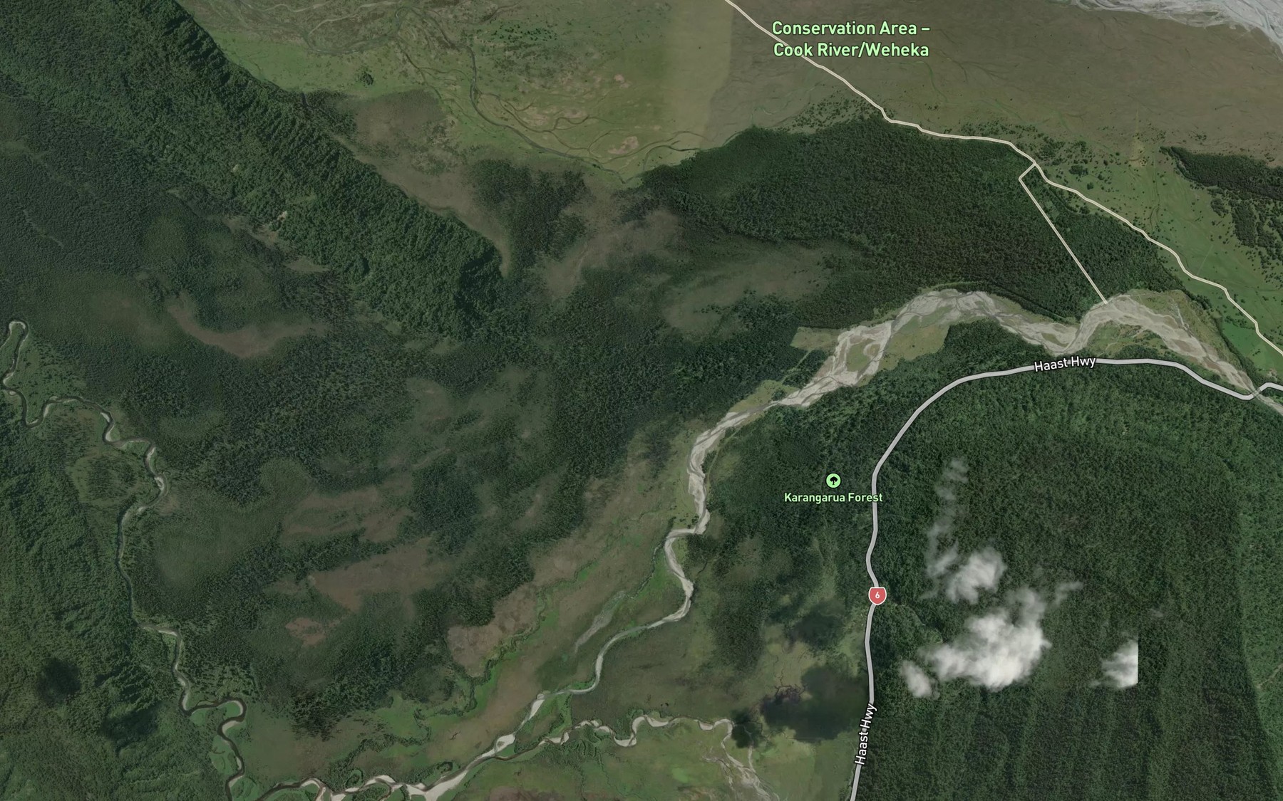 Satellite map of the Ohinetamatea River (Saltwater Creek)