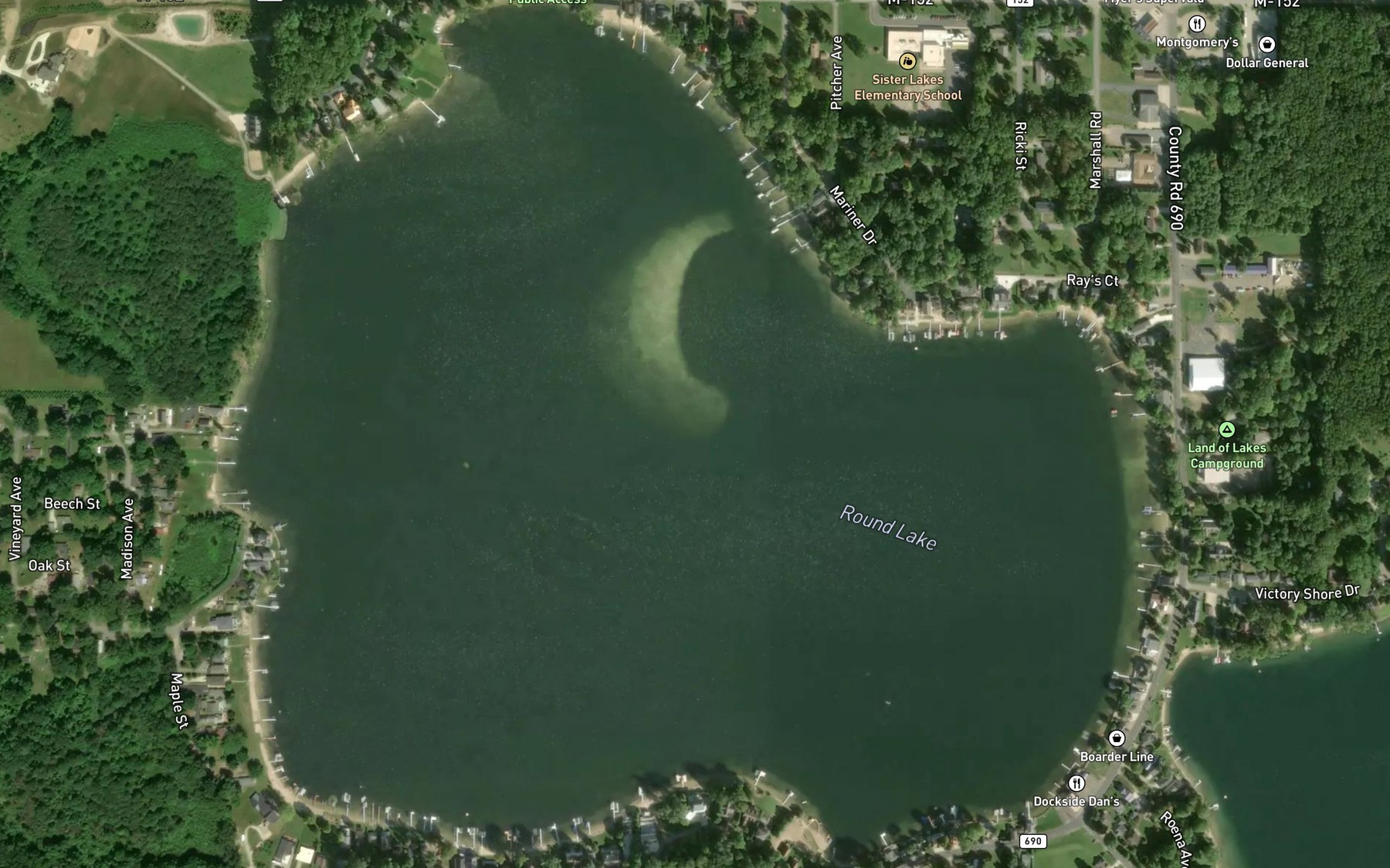 Satellite map of the Round Lake