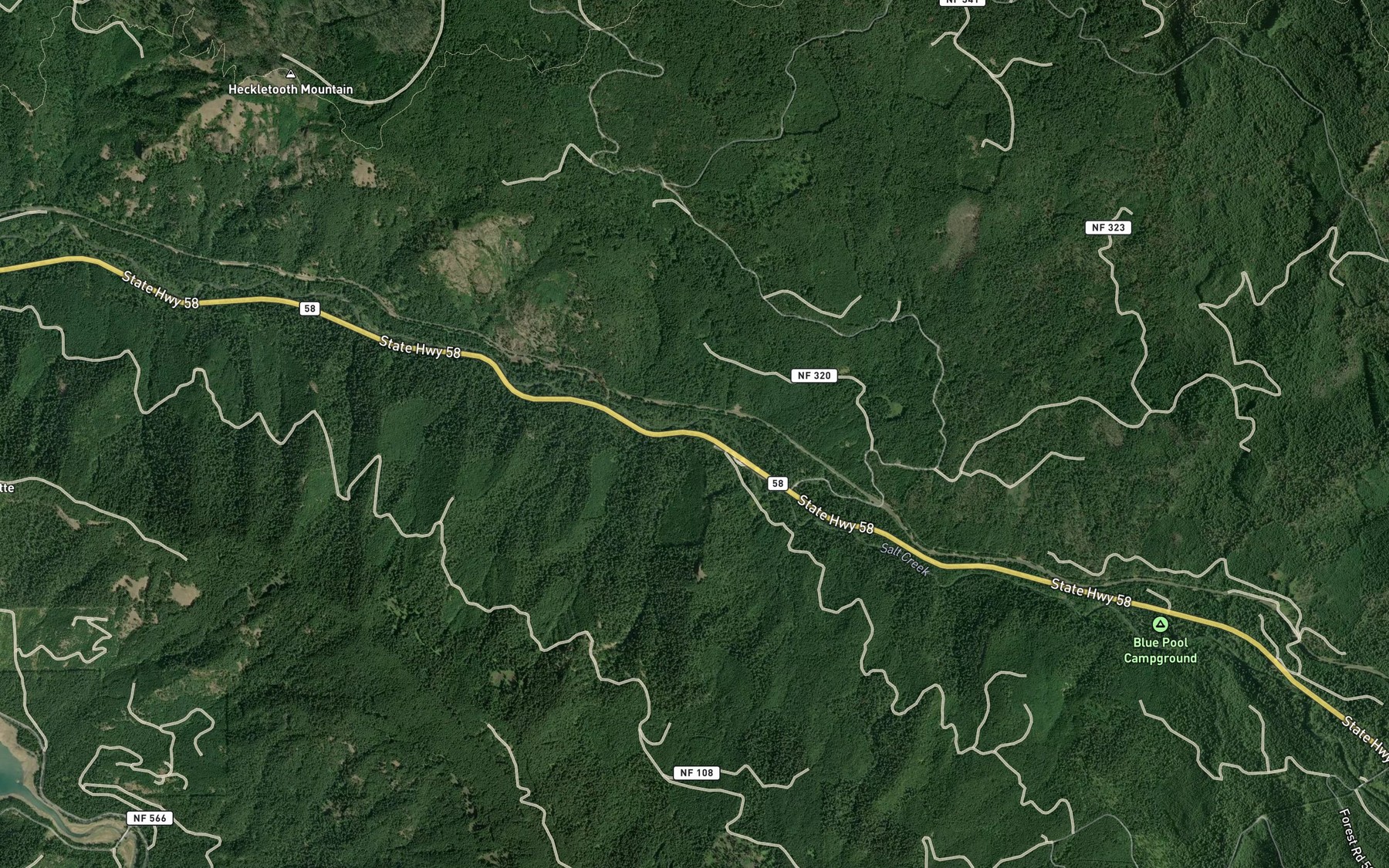 Satellite map of the Sugar Creek