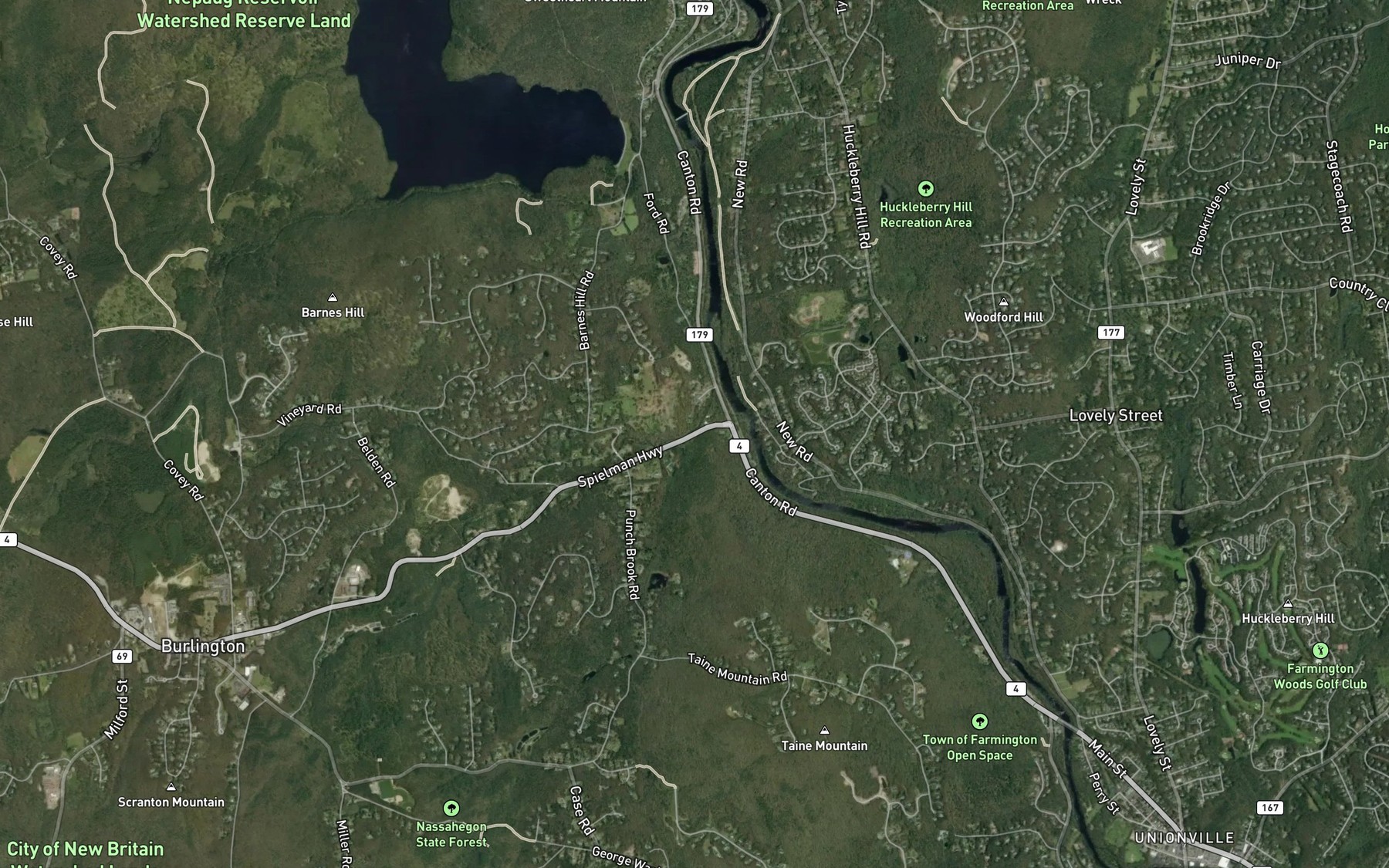 Satellite map of the Punch Brook
