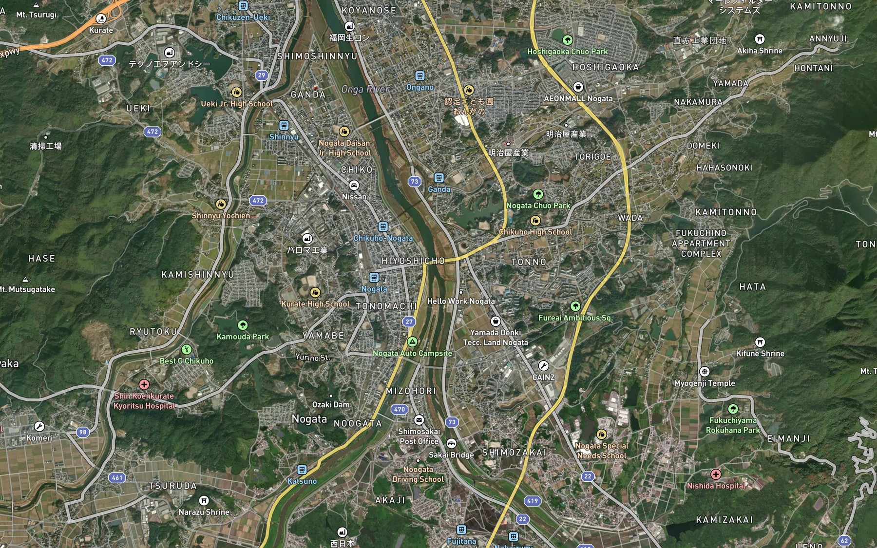 Satellite map of the Hikoyama Gawa