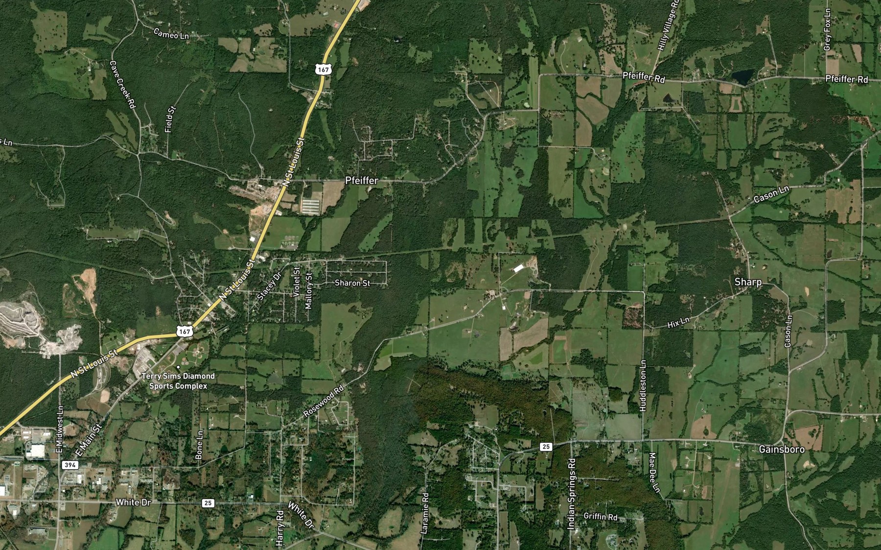 Satellite map of the Ford Spring