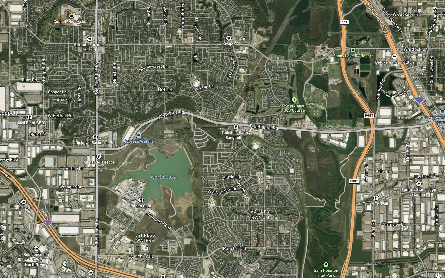 Satellite map of the South Fork Grapevine Creek