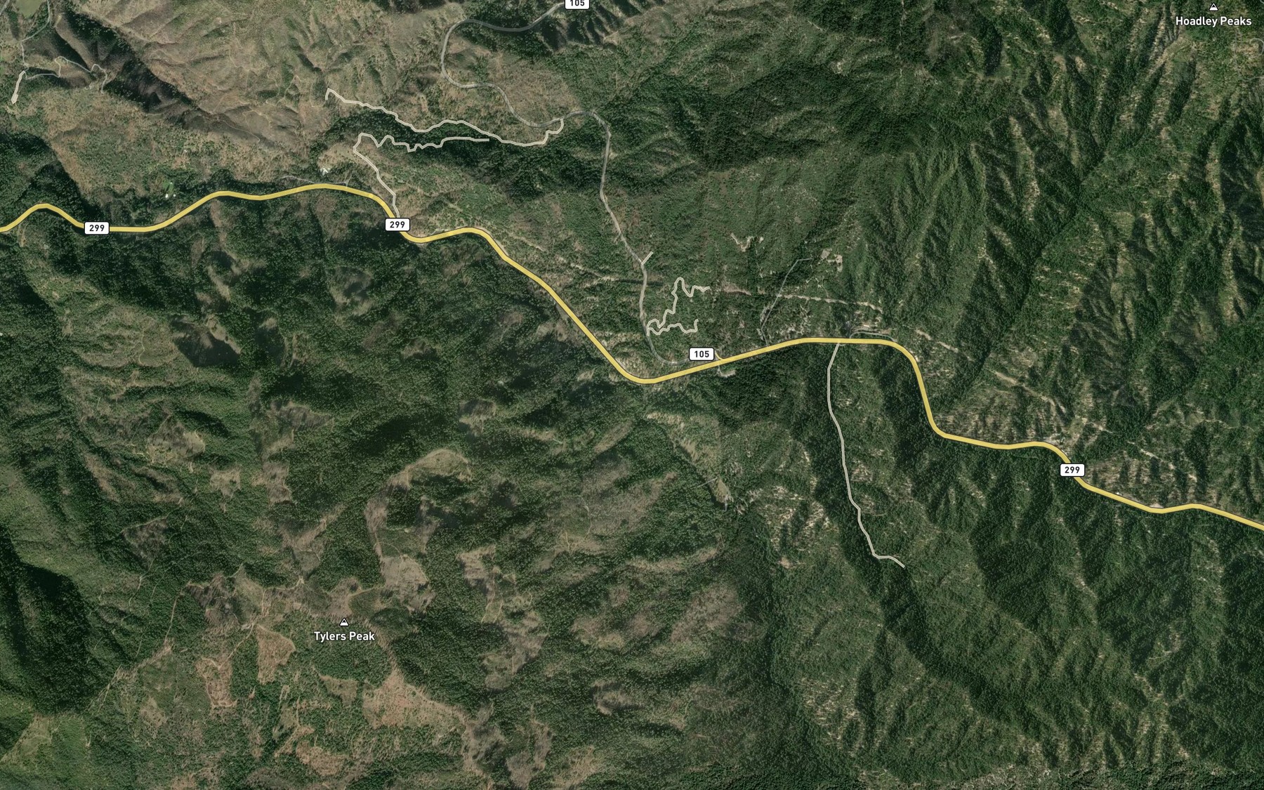 Satellite map of the Little Grass Valley Creek