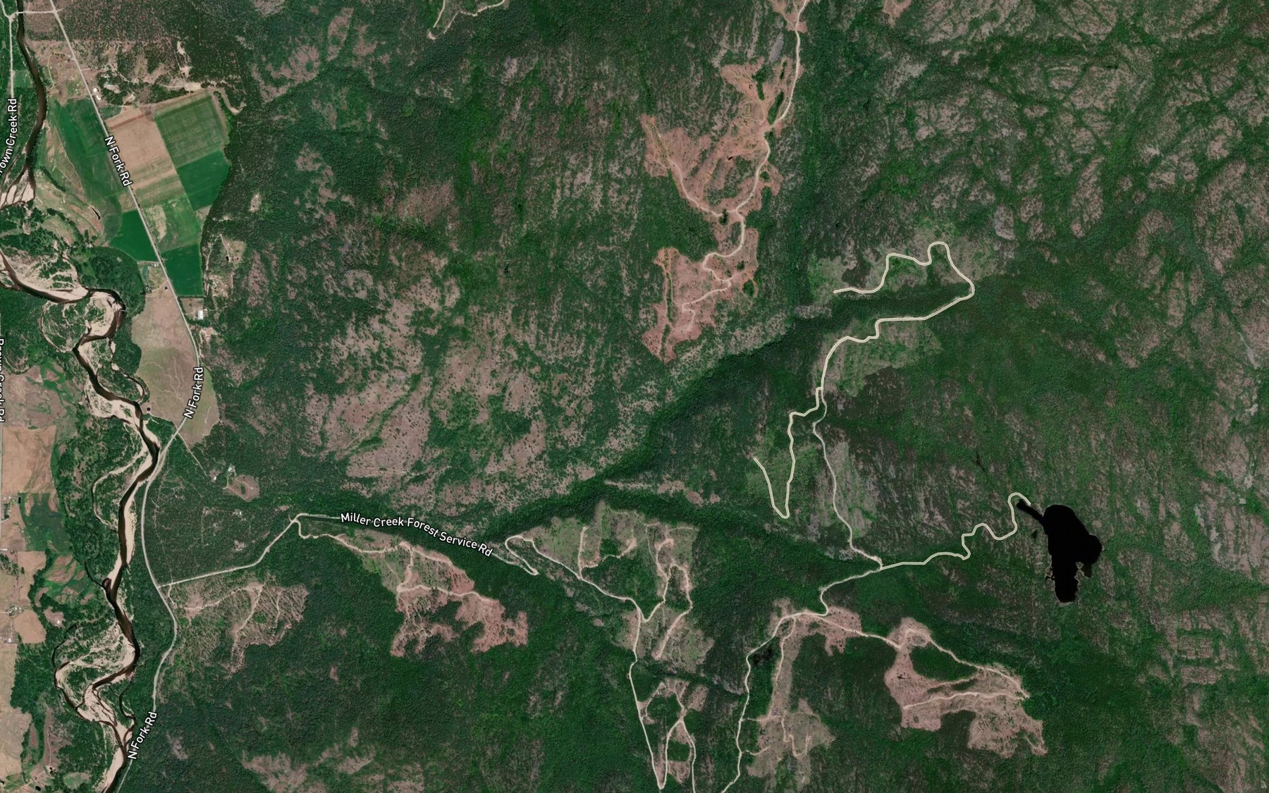 Satellite map of the Cameron Creek
