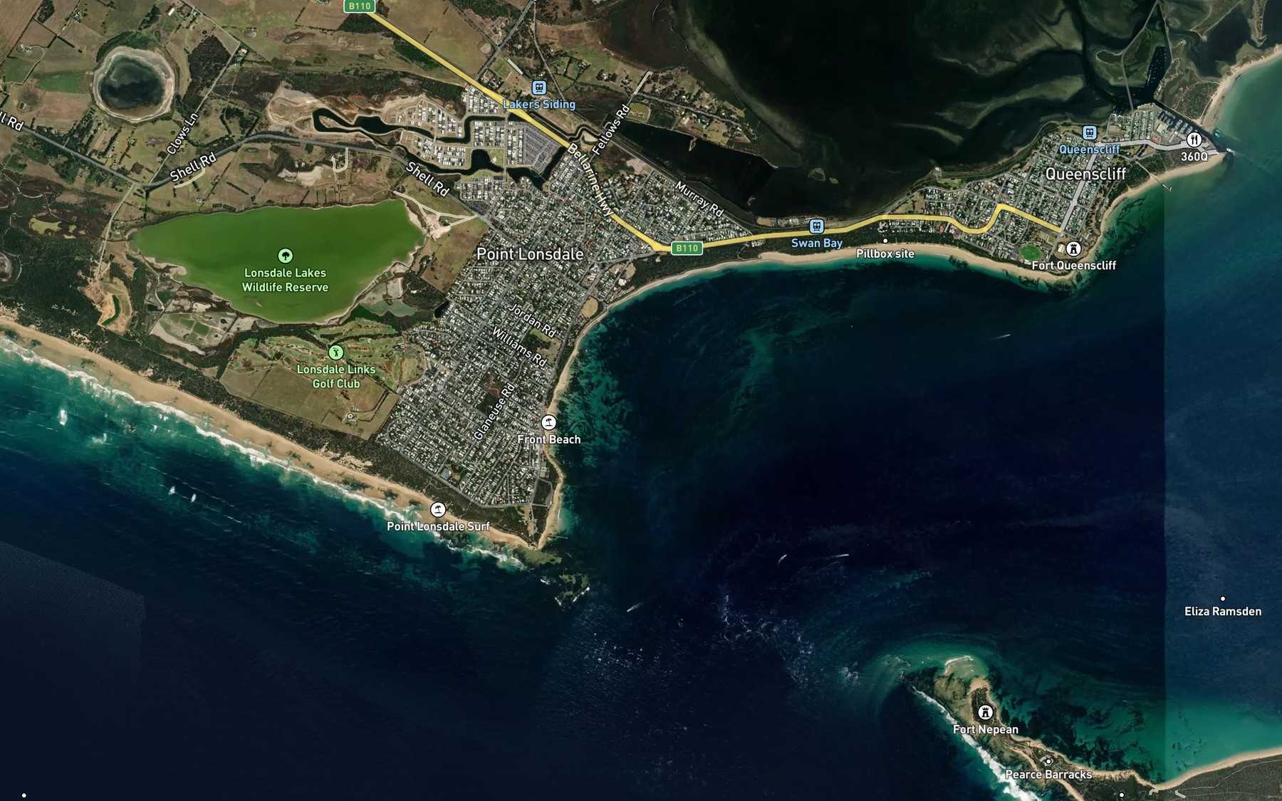 Satellite map of the Victory Bight